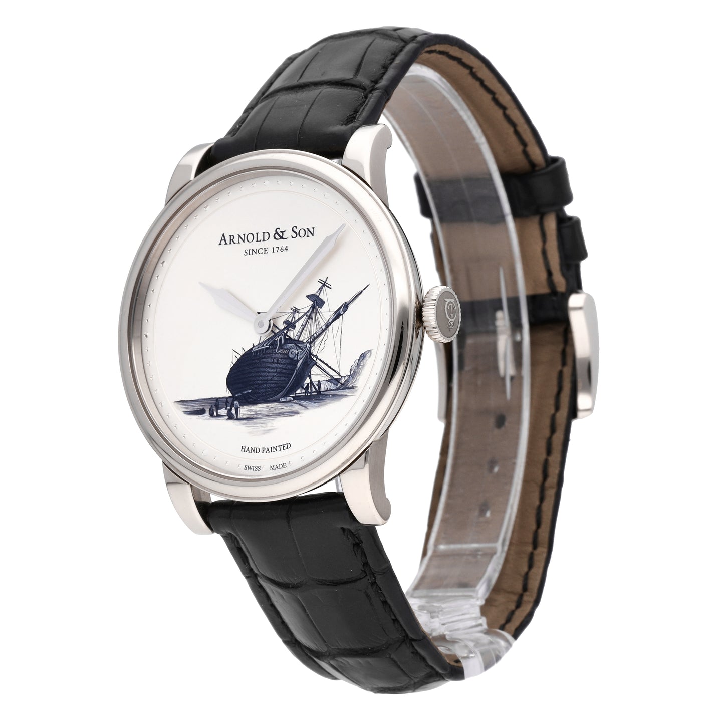 Arnold & Son HM Beagle Set 18k White Gold Manual-Wind Men Watch 1LCAW.S08A.C111W