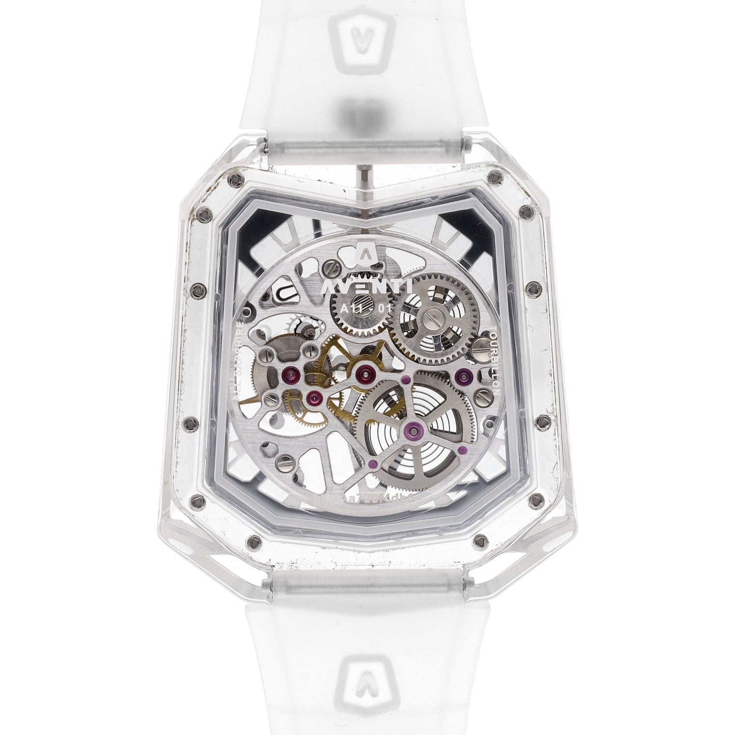 Aventi Pure Sapphire Crystal Tourbillon Skeleton 48mm Automatic Men Watch A11-01