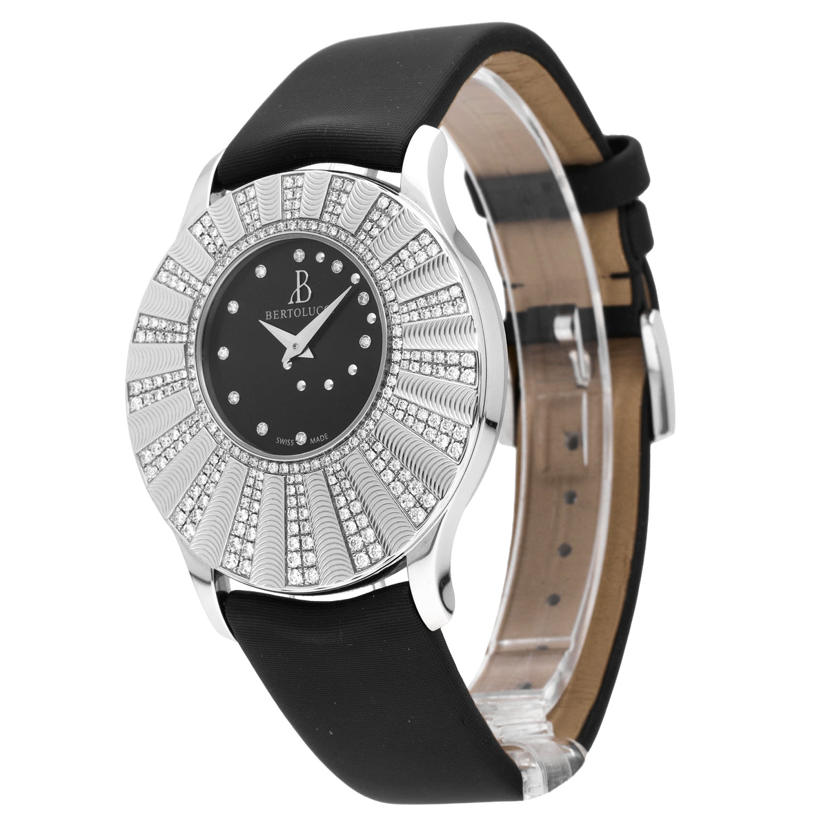 Bertolucci Stria Black Dial Diamond 39.7mm Quartz Watch 723.50.41.8.15D.R01