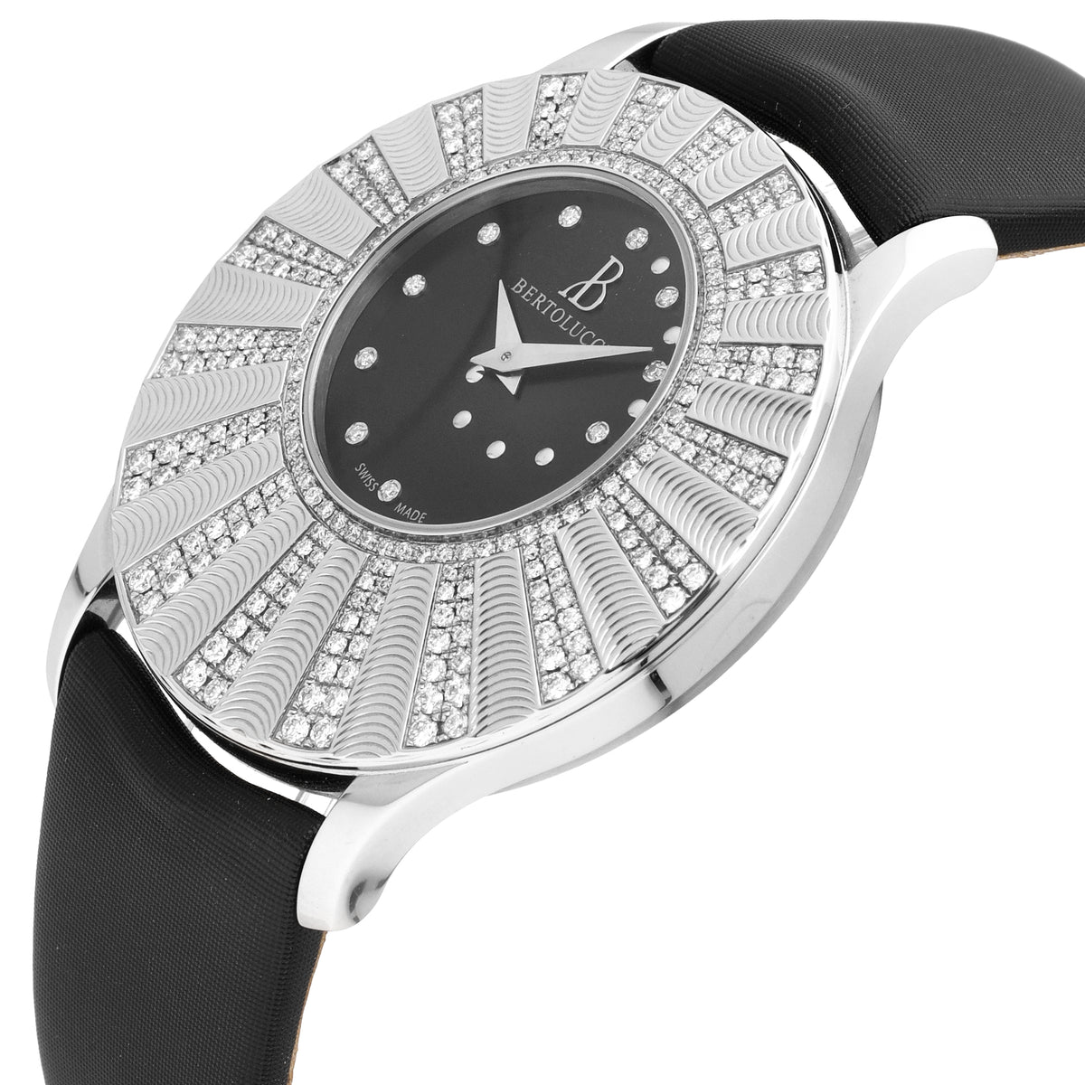 Bertolucci Stria Black Dial Diamond 39.7mm Quartz Watch 723.50.41.8.15D.R01