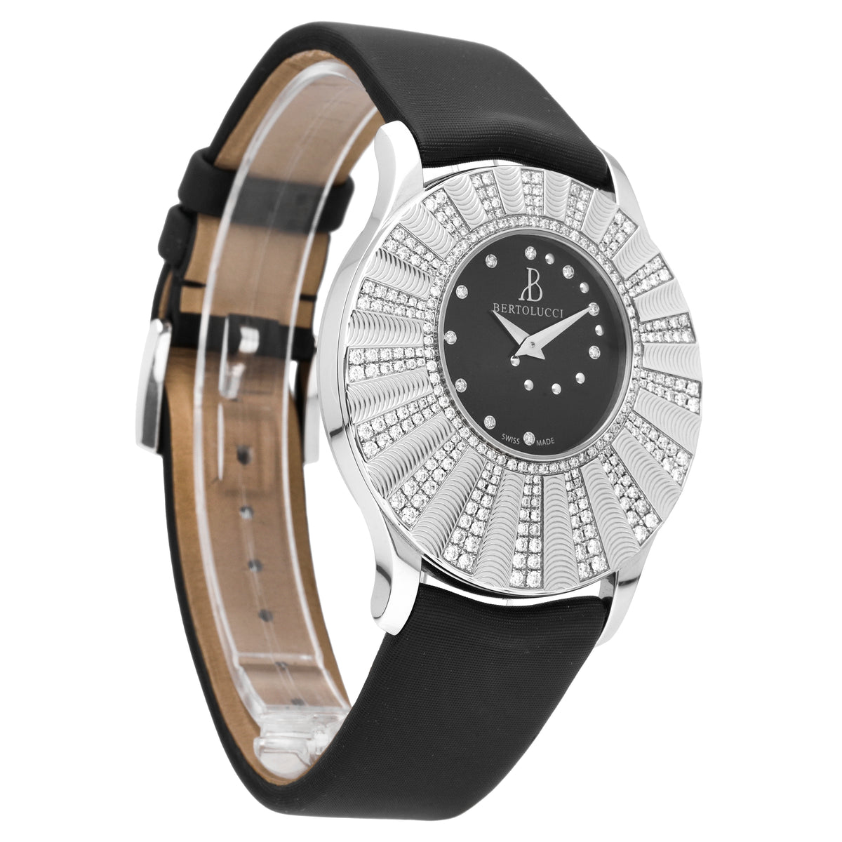 Bertolucci Stria Black Dial Diamond 39.7mm Quartz Watch 723.50.41.8.15D.R01