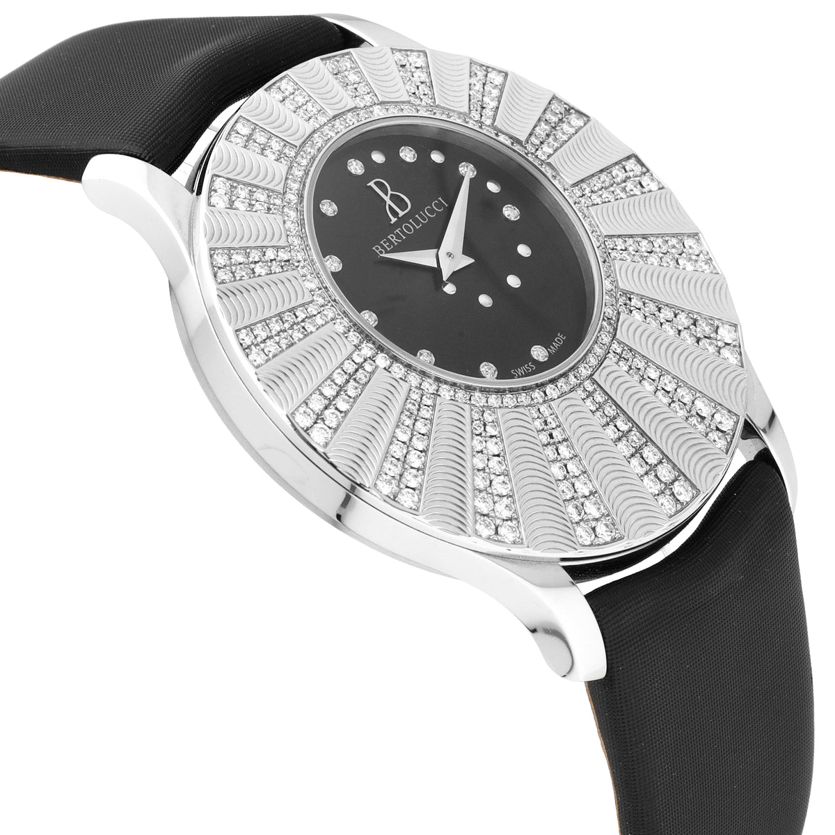 Bertolucci Stria Black Dial Diamond 39.7mm Quartz Watch 723.50.41.8.15D.R01