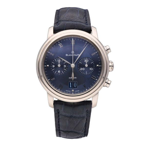 Blancpain Villeret Chronograph 18k White Gold 38mm Auto Mens Watch 6885-1540-55B