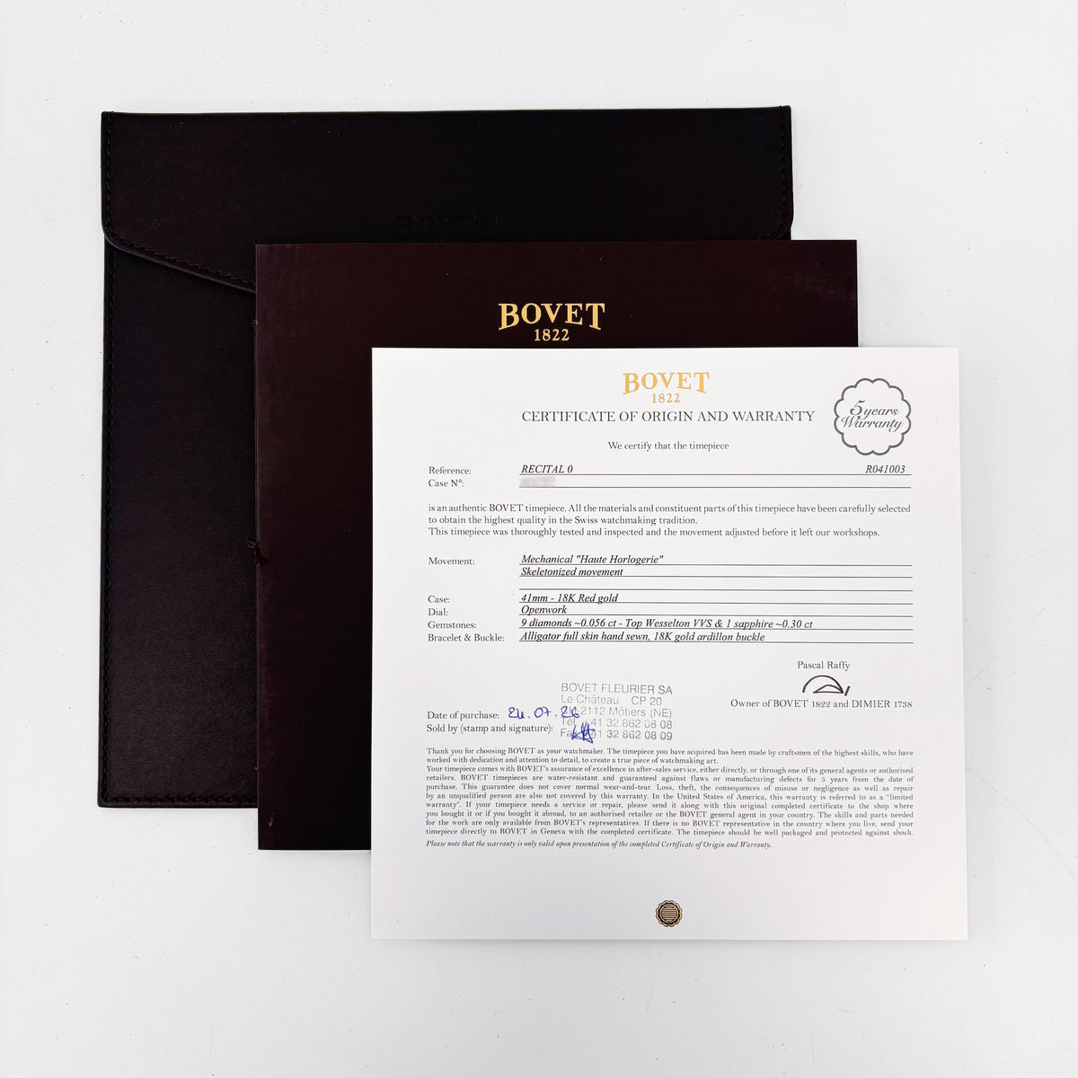 Bovet Dimier Recital Tourbillon 18k Rose Gold 41mm Manual-Wind Men Watch R041003