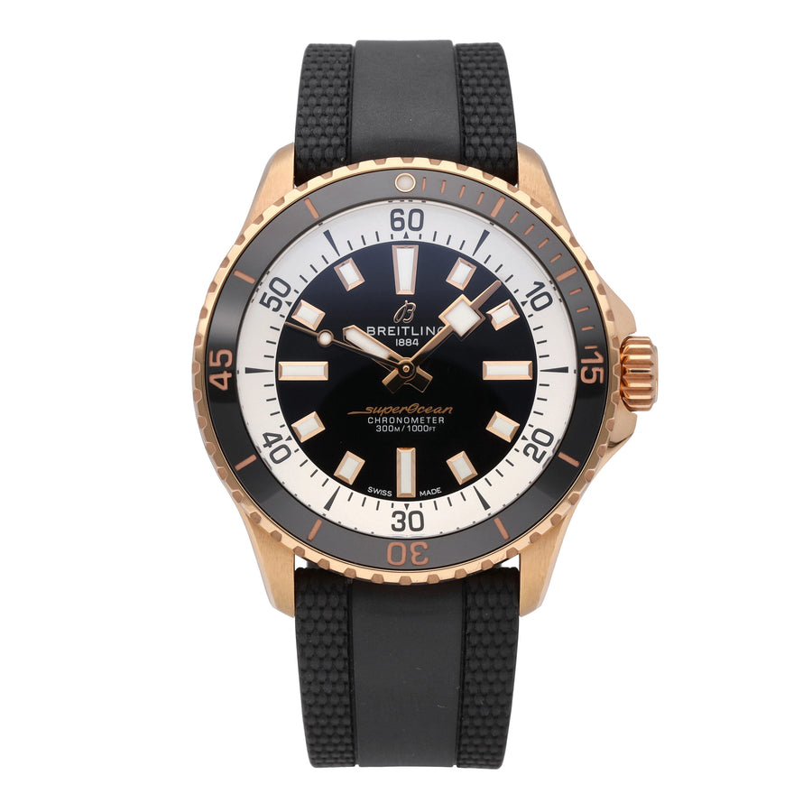 Breitling Superocean 18k Rose Gold Black Dial Automatic Mens Watch R17375211B1S1
