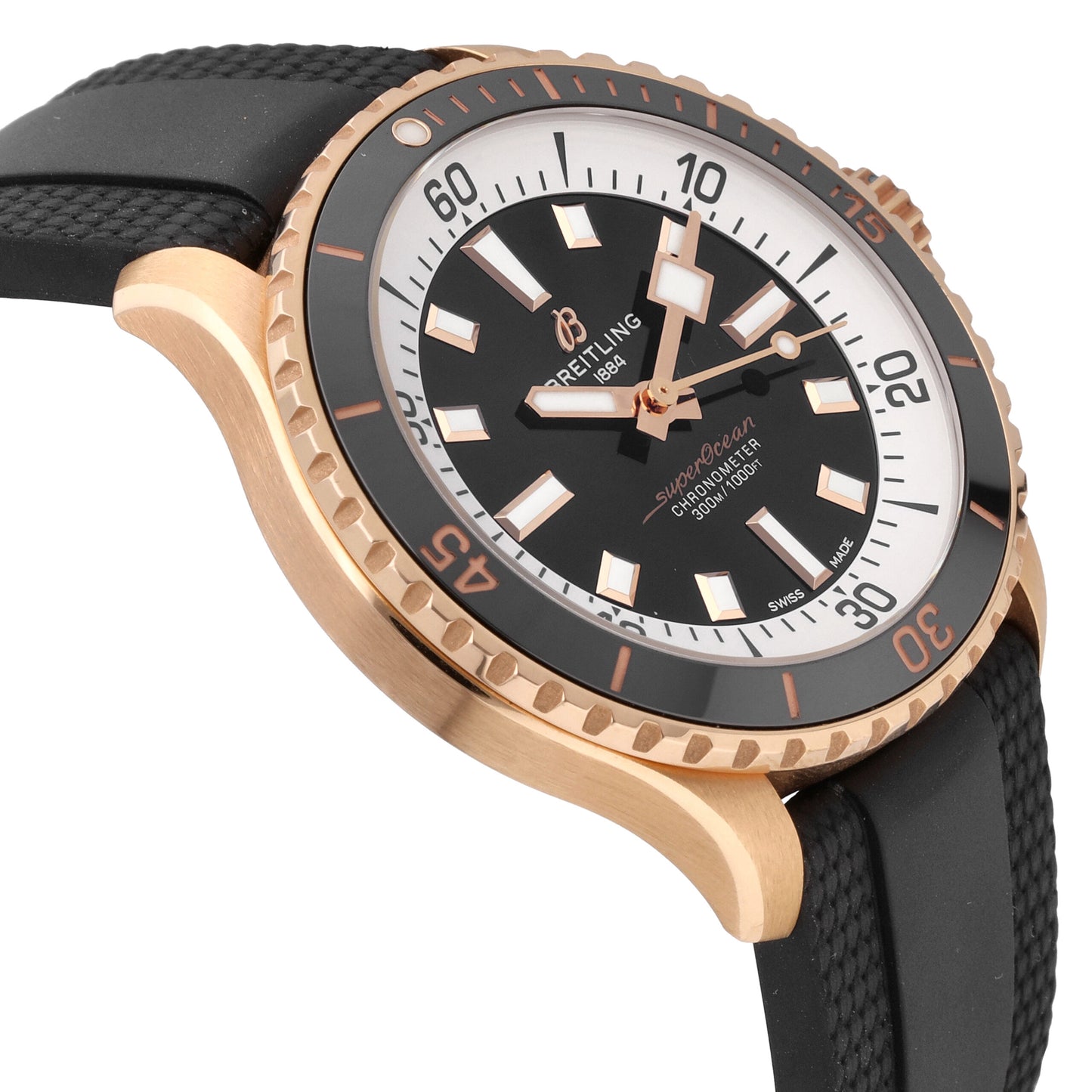 Breitling Superocean 18k Rose Gold Black Dial Automatic Mens Watch R17375211B1S1