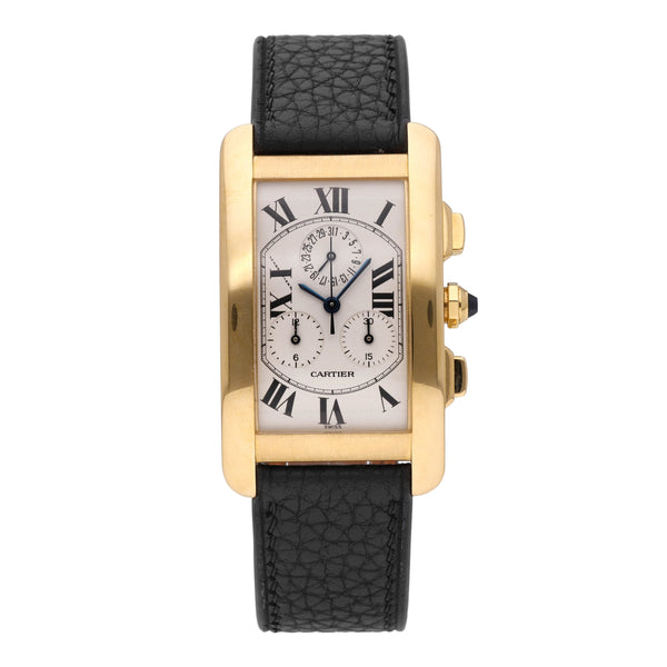 Cartier Tank Américaine 18k Yellow Gold White Dial Quartz Men's Watch 1730