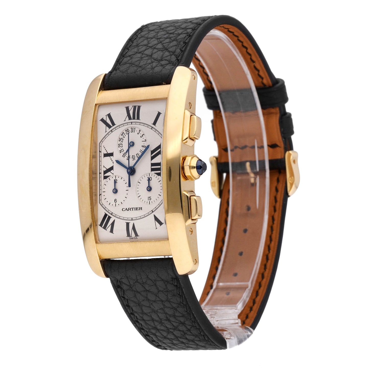 Cartier Tank Américaine 18k Yellow Gold White Dial Quartz Men's Watch 1730