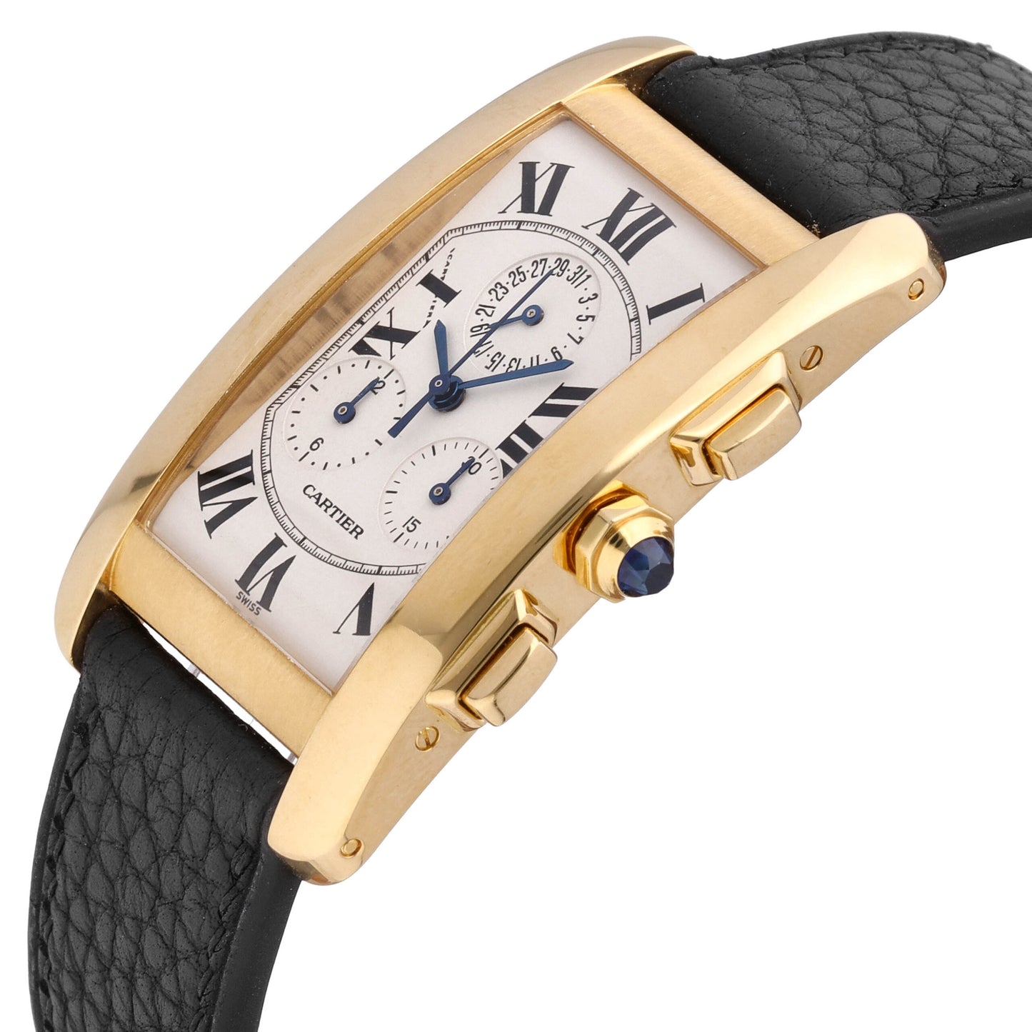 Cartier Tank Américaine 18k Yellow Gold White Dial Quartz Men's Watch 1730