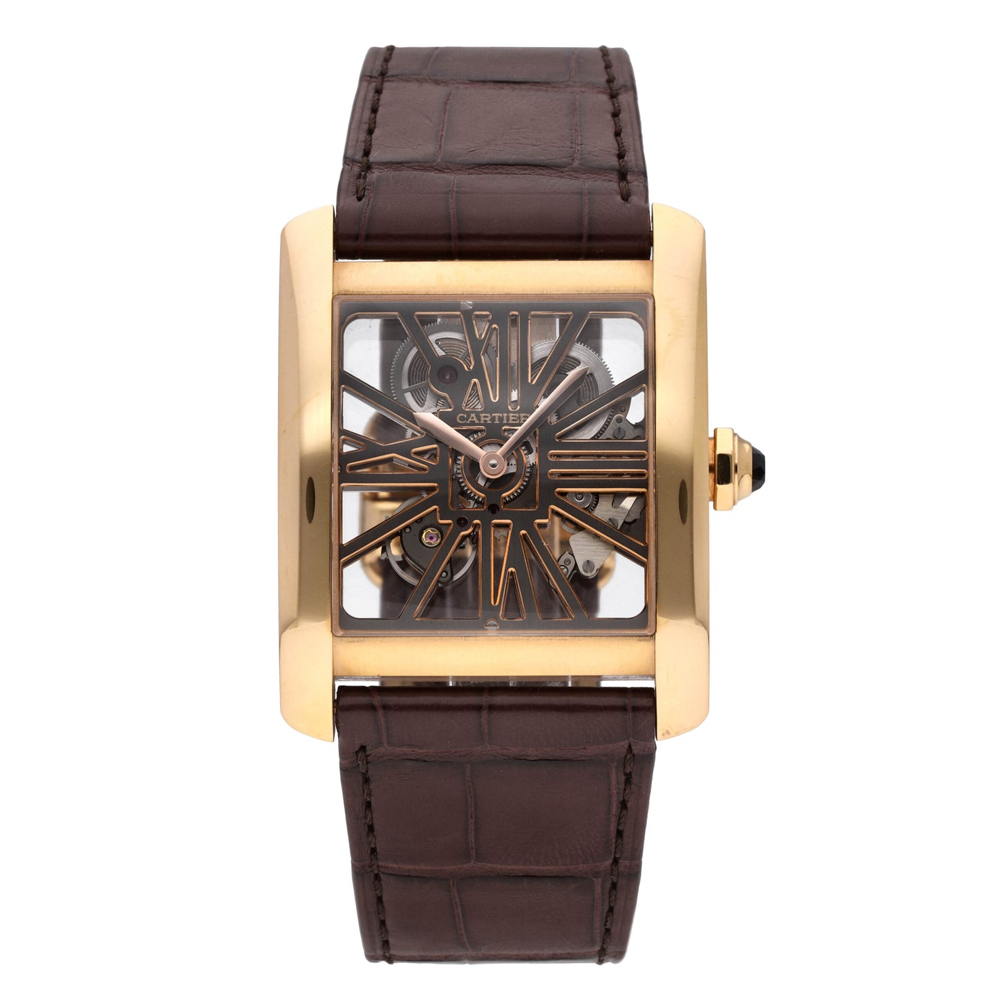 Cartier Tank MC Skeleton 18k Rose Gold Manual-Wind Men's Watch W5310040
