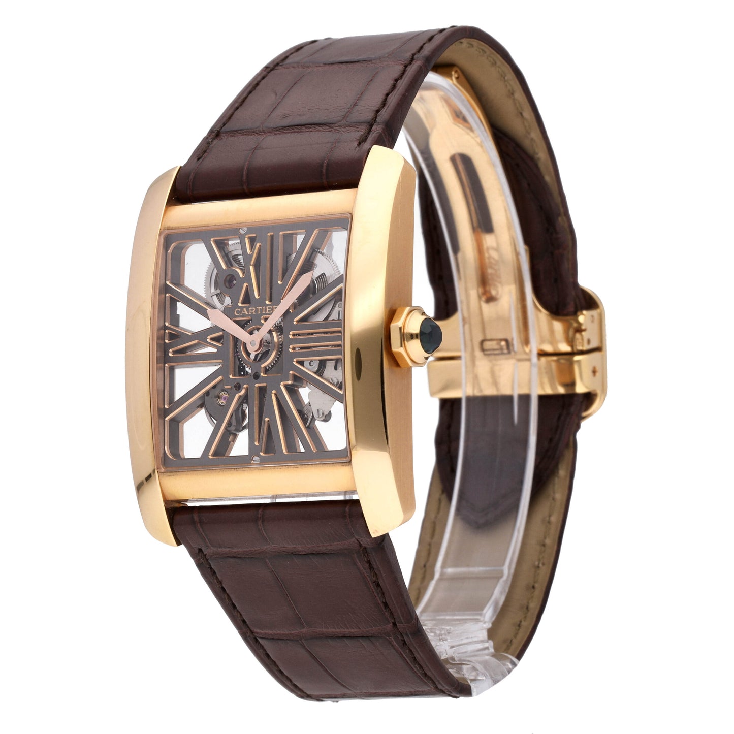 Cartier Tank MC Skeleton 18k Rose Gold Manual-Wind Men's Watch W5310040