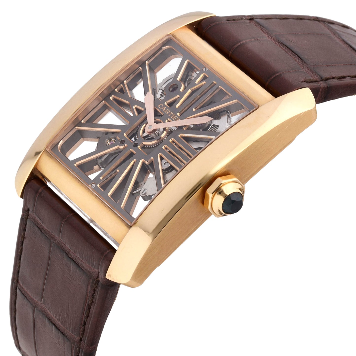 Cartier Tank MC Skeleton 18k Rose Gold Manual-Wind Men's Watch W5310040