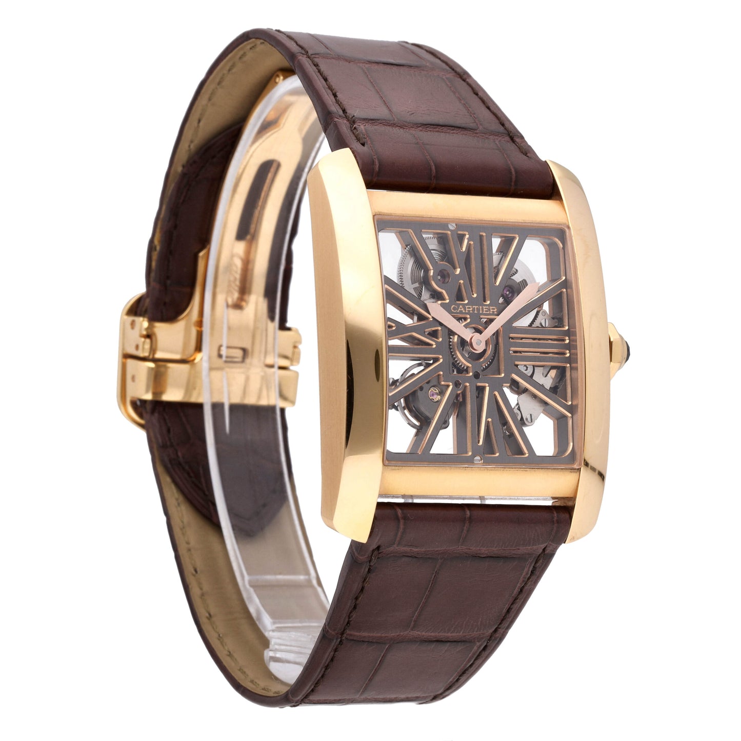 Cartier Tank MC Skeleton 18k Rose Gold Manual-Wind Men's Watch W5310040