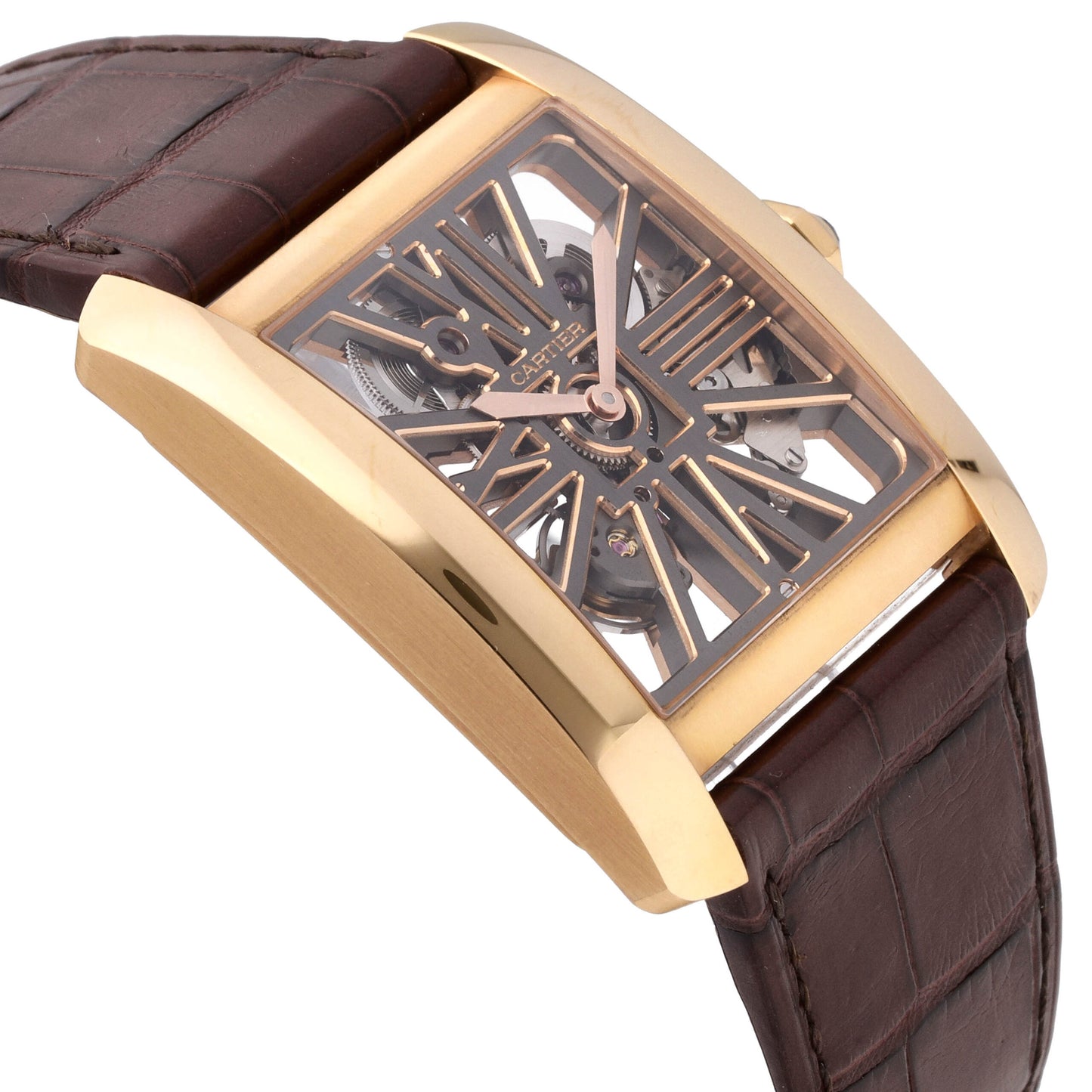 Cartier Tank MC Skeleton 18k Rose Gold Manual-Wind Men's Watch W5310040