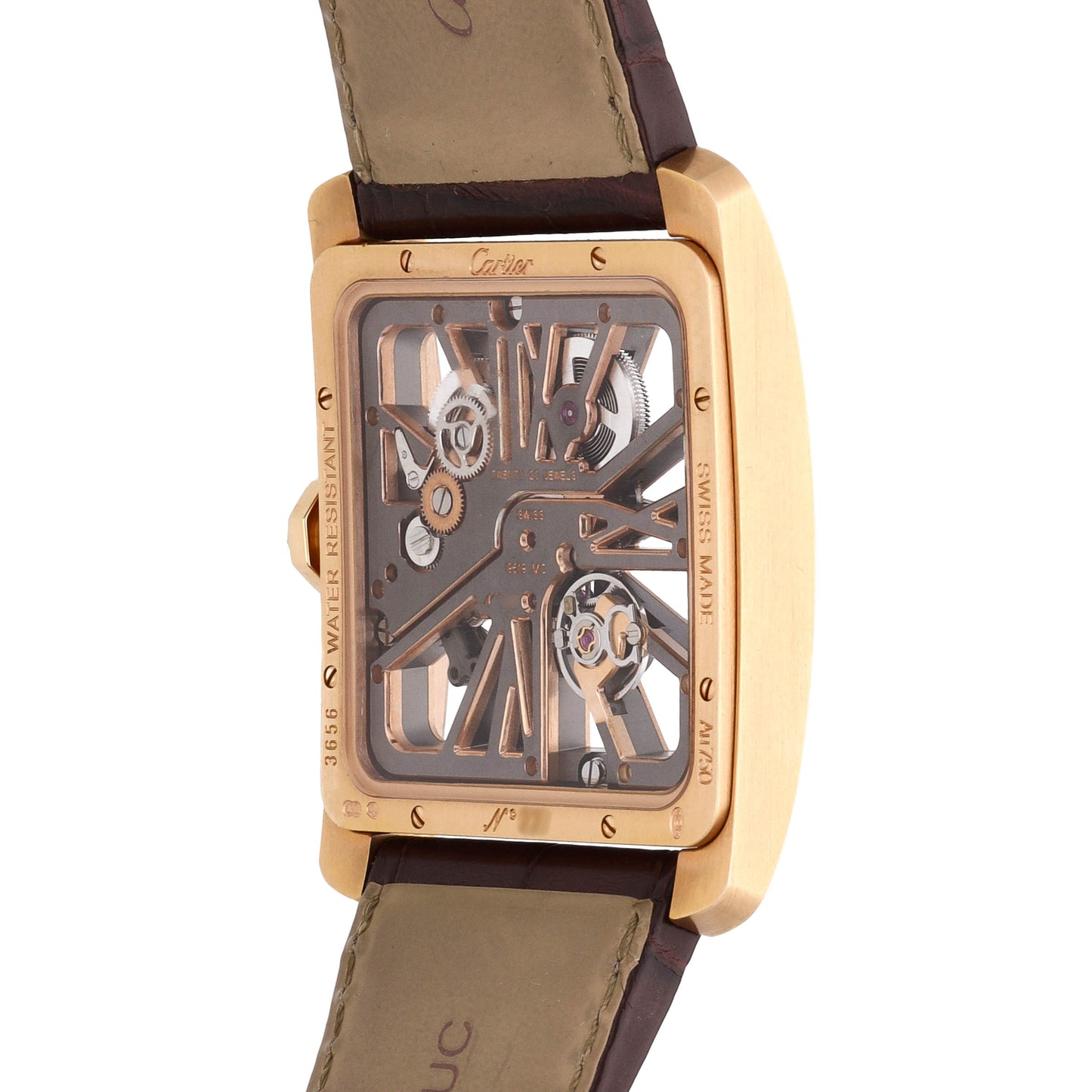 Cartier Tank MC Skeleton 18k Rose Gold Manual-Wind Men's Watch W5310040
