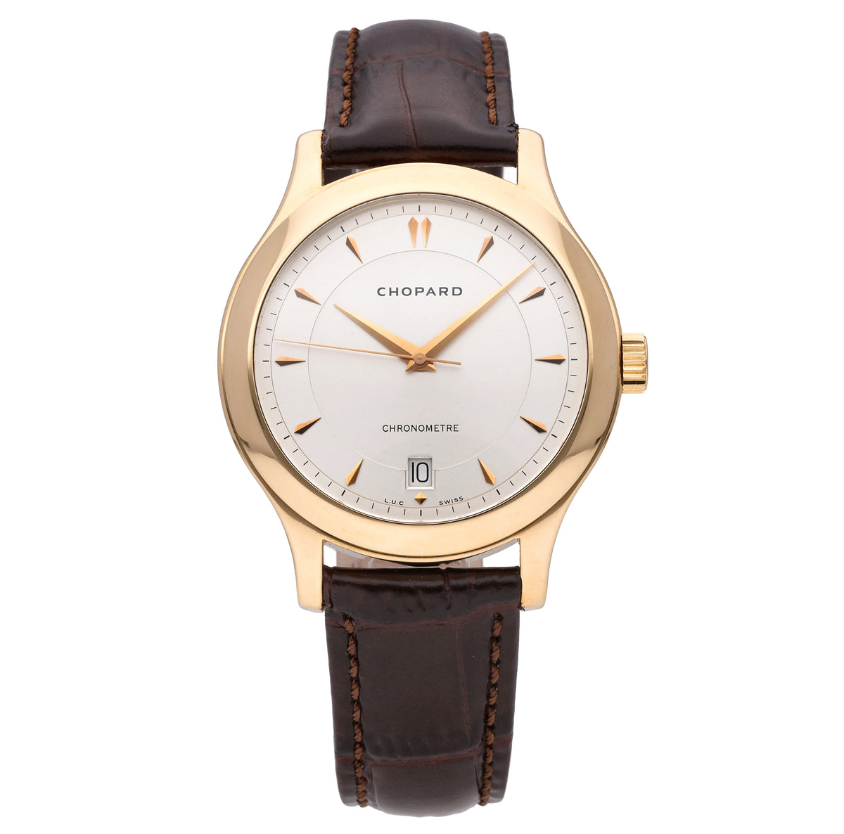 Chopard L.U.C 18k Rose Gold Silver Dial 39.5mm Automatic Men's Watch 161907-0001
