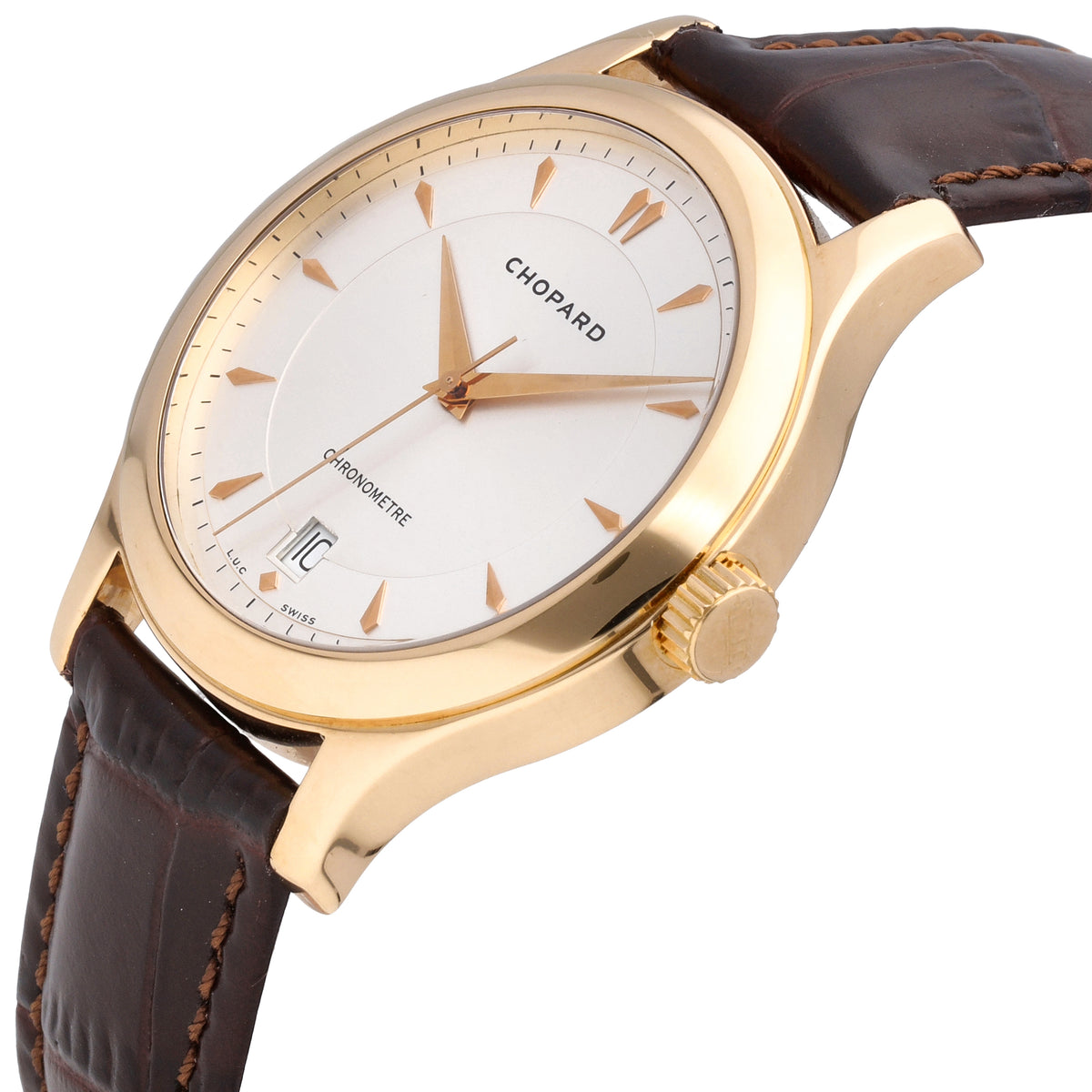 Chopard L.U.C 18k Rose Gold Silver Dial 39.5mm Automatic Men's Watch 161907-0001