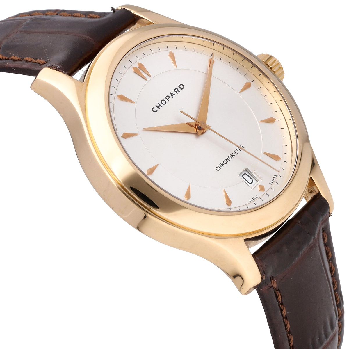 Chopard L.U.C 18k Rose Gold Silver Dial 39.5mm Automatic Men's Watch 161907-0001