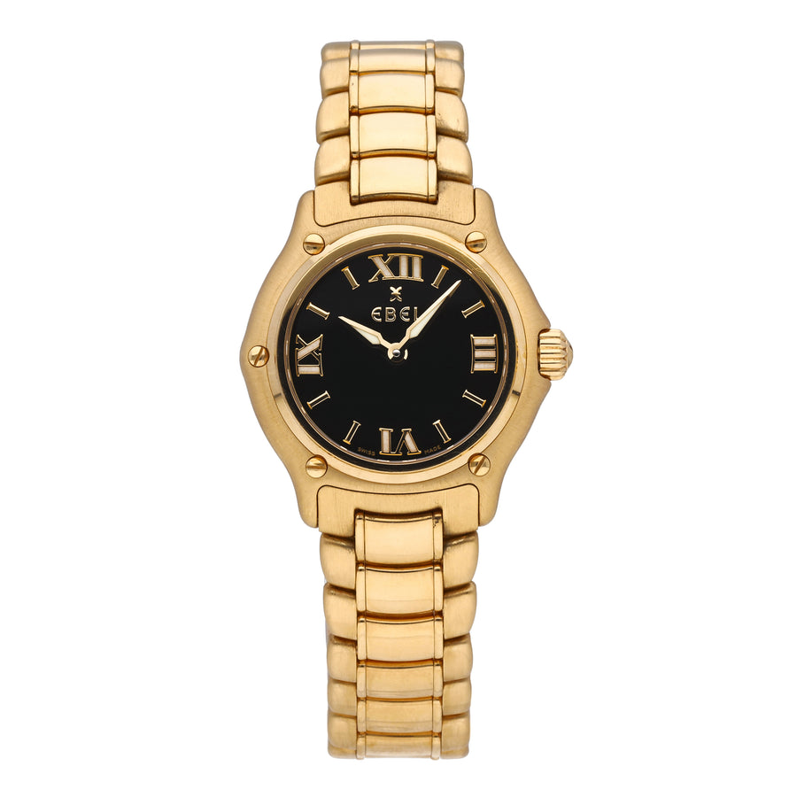 Ebel 1911 18k Yellow Gold Black Dial 27mm Quartz Ladies Watch 8090211