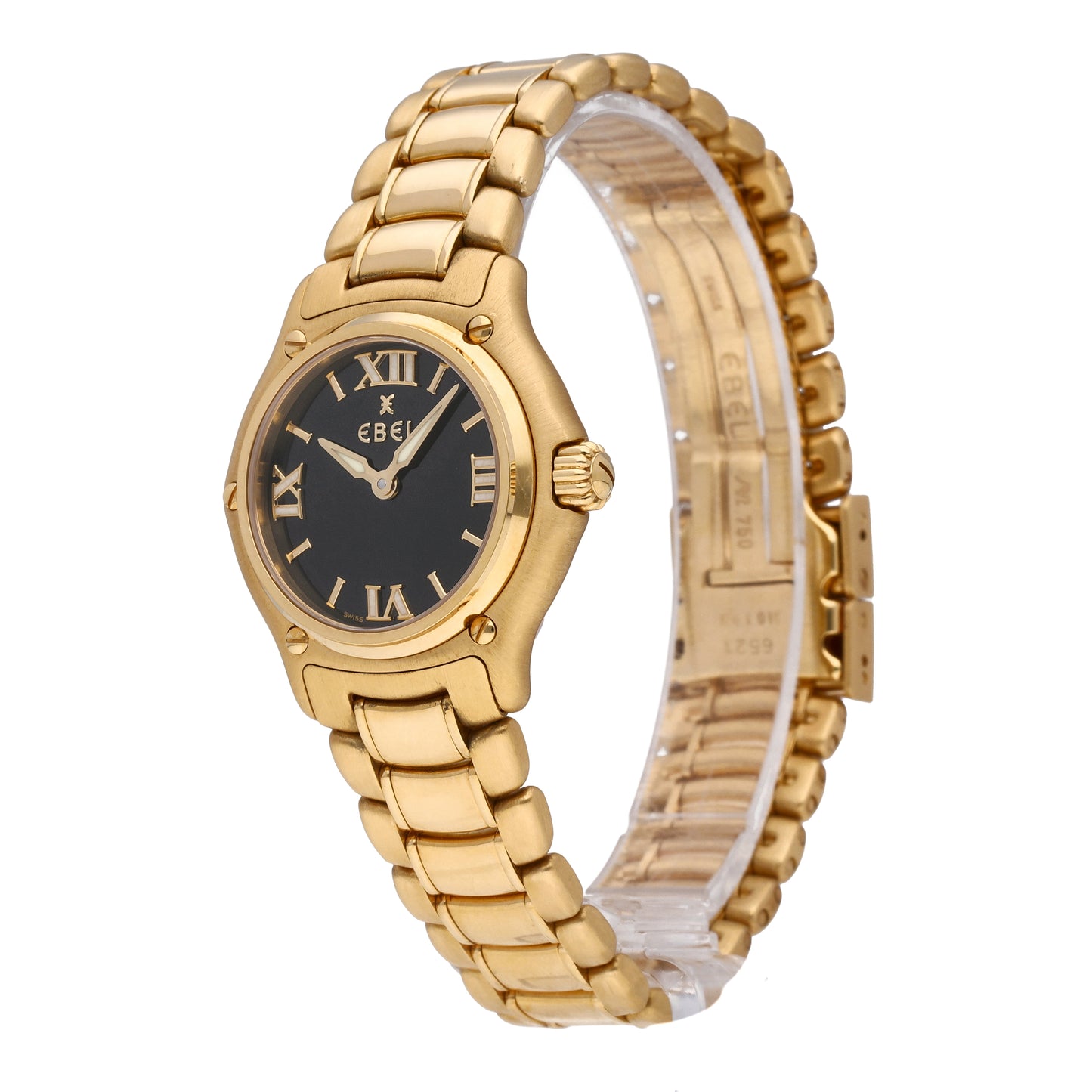 Ebel 1911 18k Yellow Gold Black Dial 27mm Quartz Ladies Watch 8090211