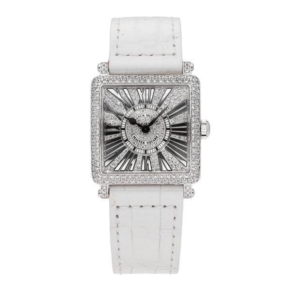 Franck Muller Master Square 18k White Gold Quartz Ladies Watch 6002 S QZ R D CD