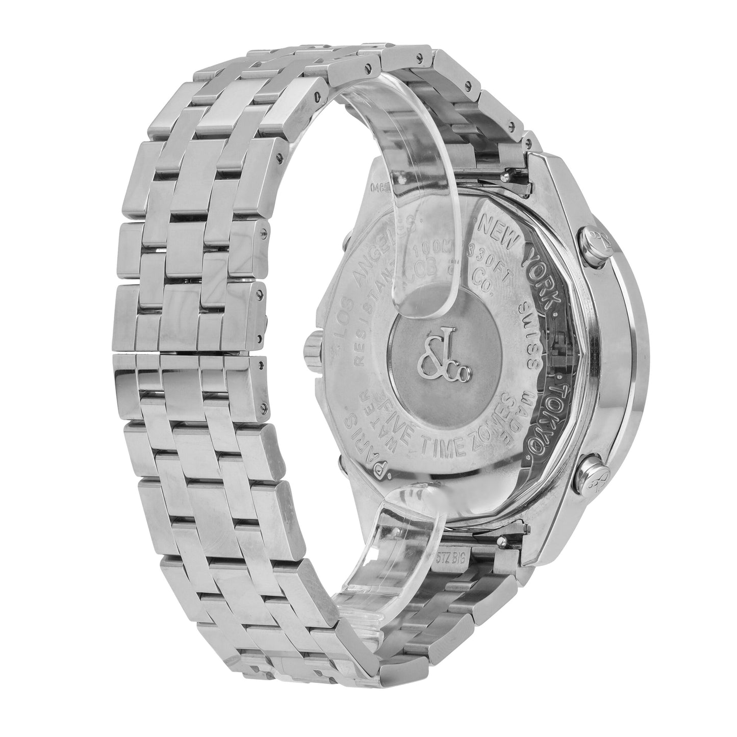 Jacob & Co 5 Time Zone Stainless Steel Diamond Dial 47mm Quartz Men's Watch JC61