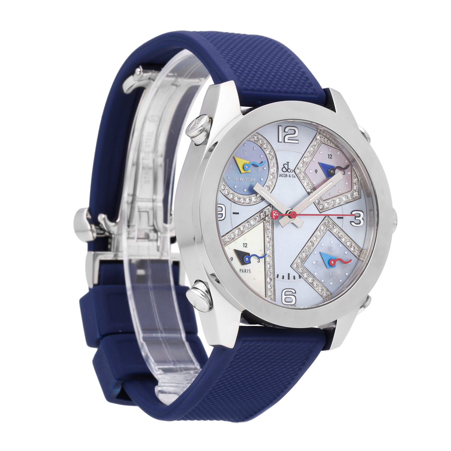 Jacob & Co. Five Time Zone Stainless Steel MOP Dial 40mm Quartz Watch