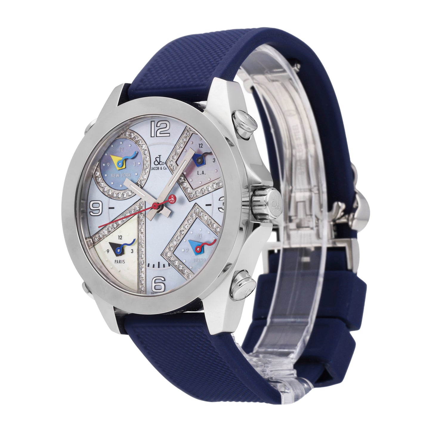 Jacob & Co. Five Time Zone Stainless Steel MOP Dial 40mm Quartz Watch
