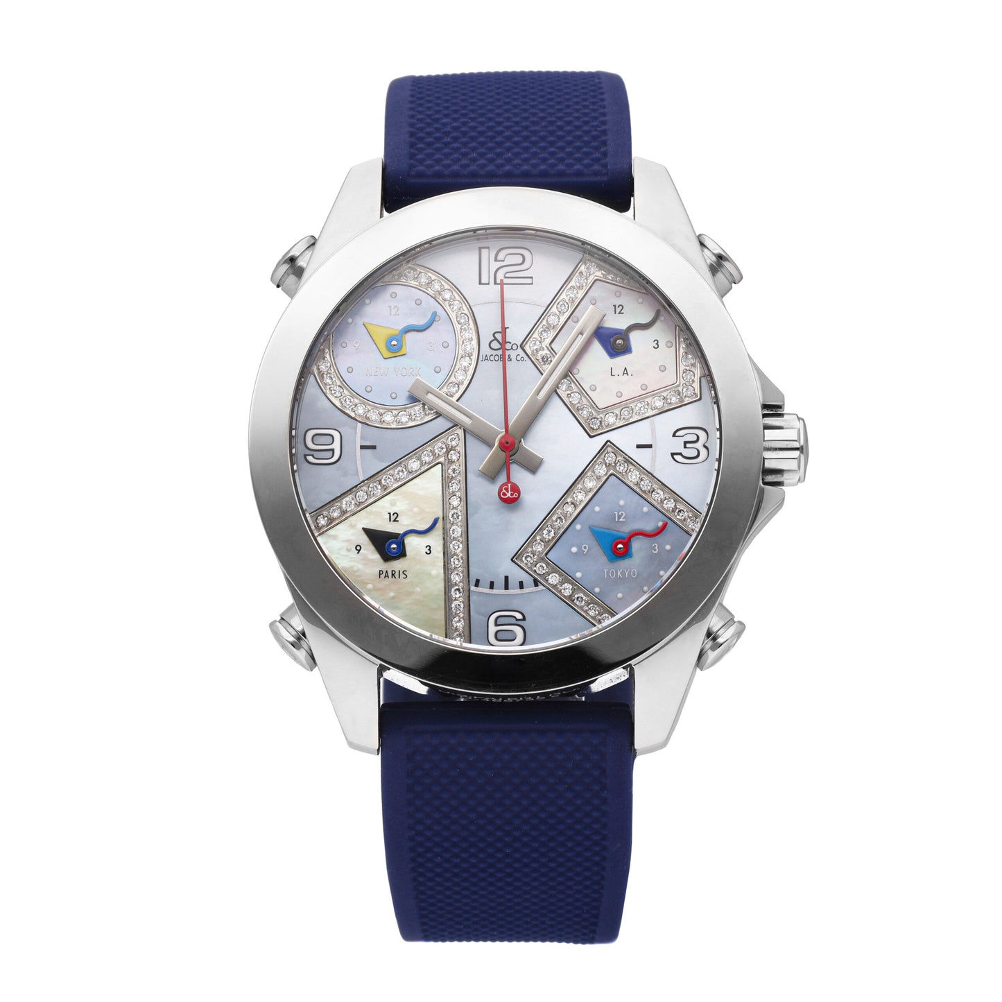 Jacob & Co. Five Time Zone Stainless Steel MOP Dial 40mm Quartz Watch