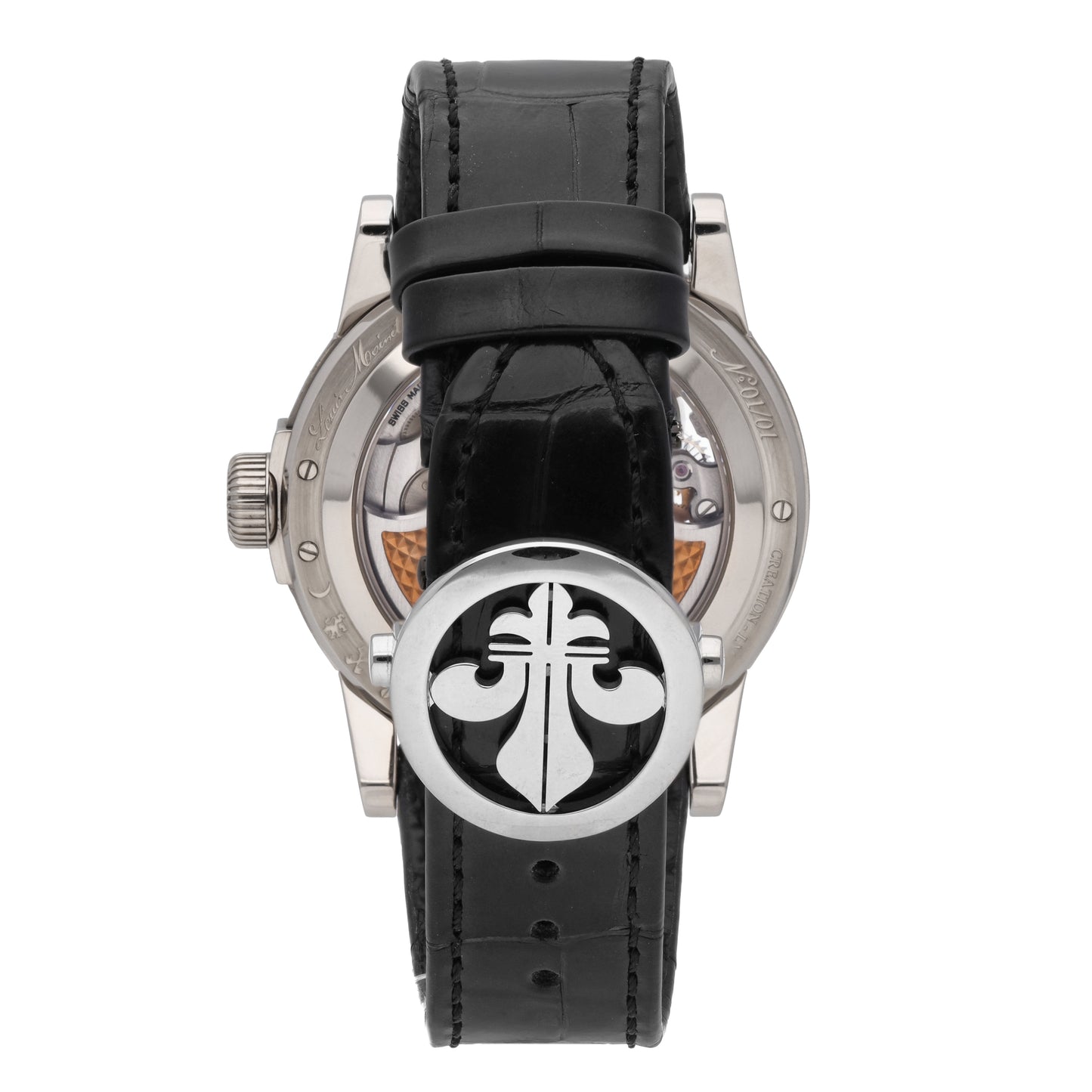 Louis Moinet Mecanograph 18k White Gold Piece Unique Auto Men Watch LM-41.70.50A