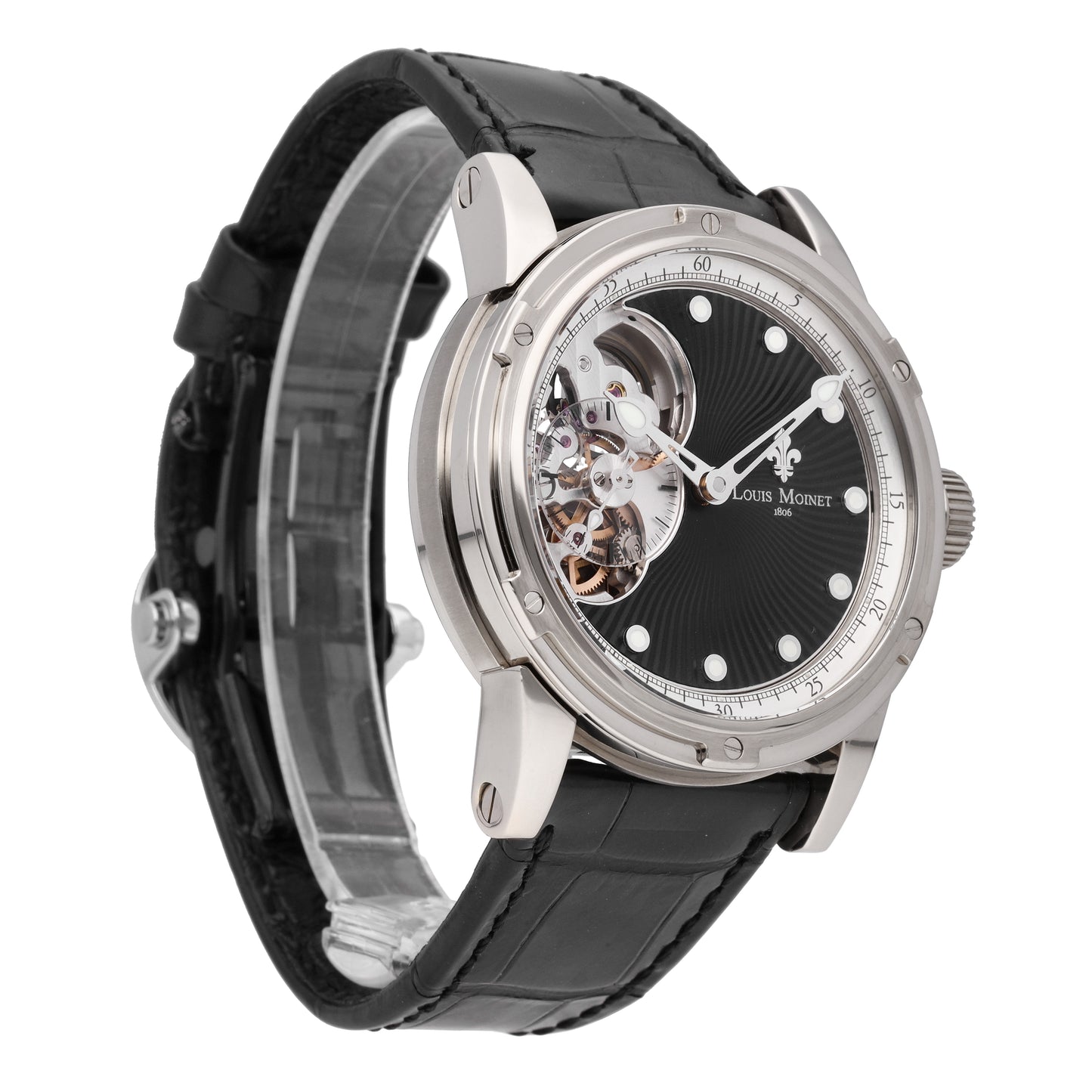 Louis Moinet Mecanograph 18k White Gold Piece Unique Auto Men Watch LM-41.70.50A