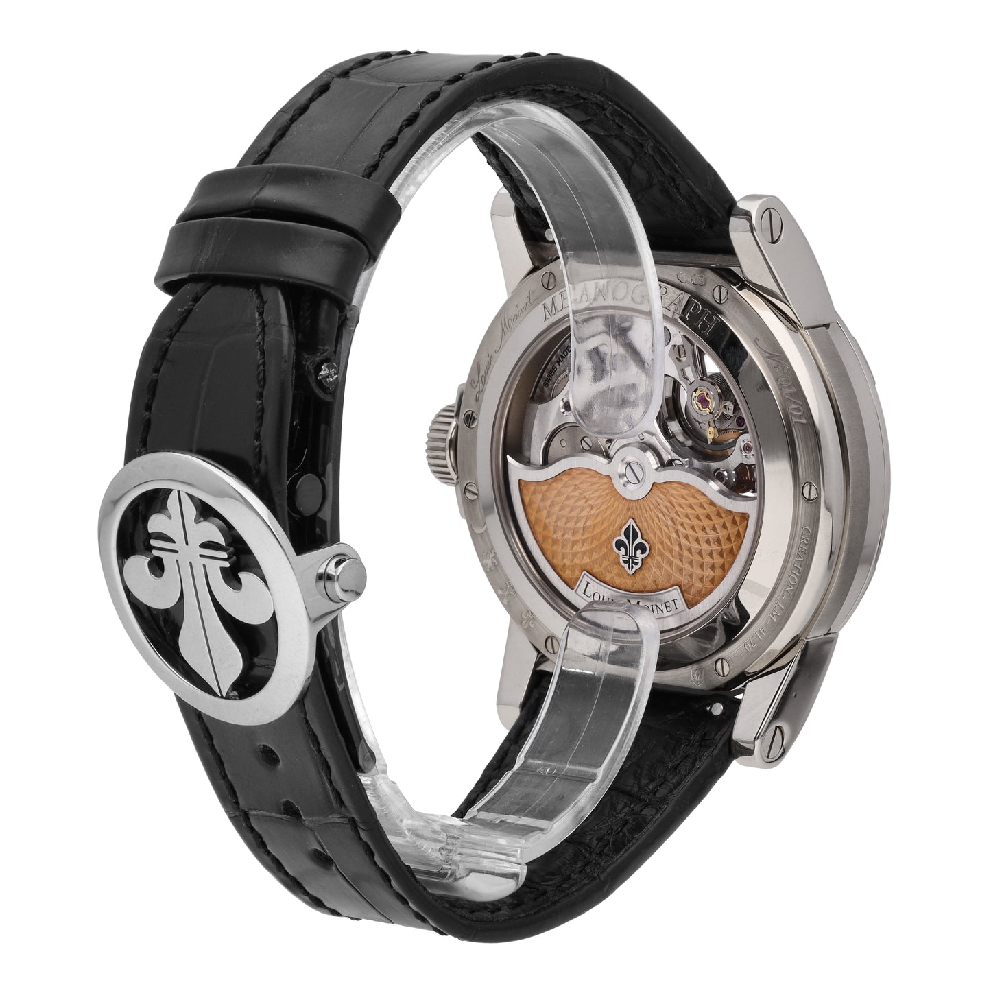 Louis Moinet Mecanograph 18k White Gold Piece Unique Auto Men Watch LM-41.70.50A