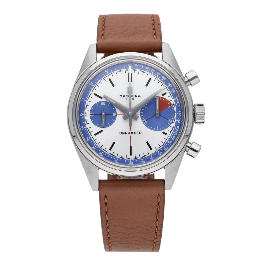 Massena Lab Uni-Racer Rally Silver Dial 39mm Manual-Wind Men's Watch UR-001-RAL