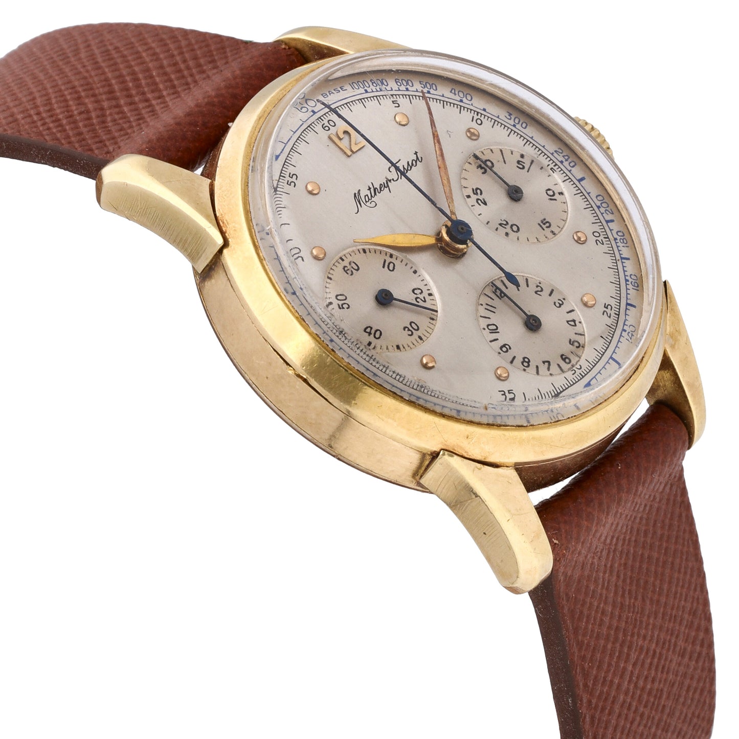 Mathey-Tissot Vintage Chronograph 14k Gold Triple Register Manual Wind Men Watch