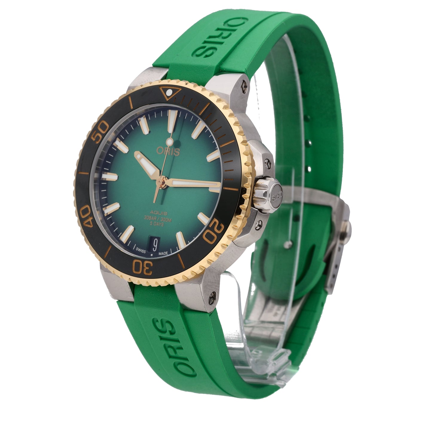 Oris Aquis Date Calibre 400 Green Dial 41.5mm Automatic Mens Watch 0140077696357