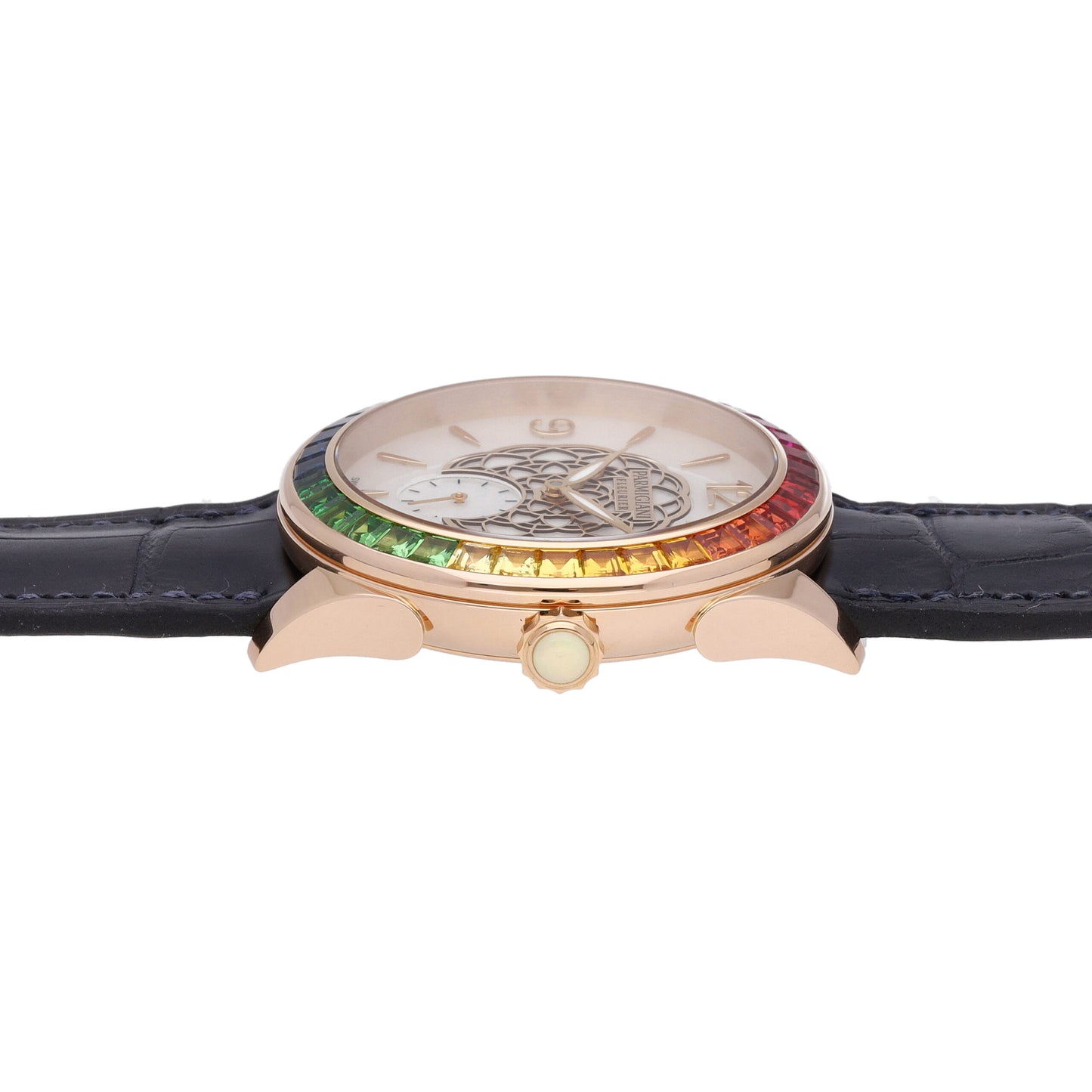 Parmigiani Tonda Metropolitaine 18k Rose Gold Rainbow Bezel Watch PFC801-1510021