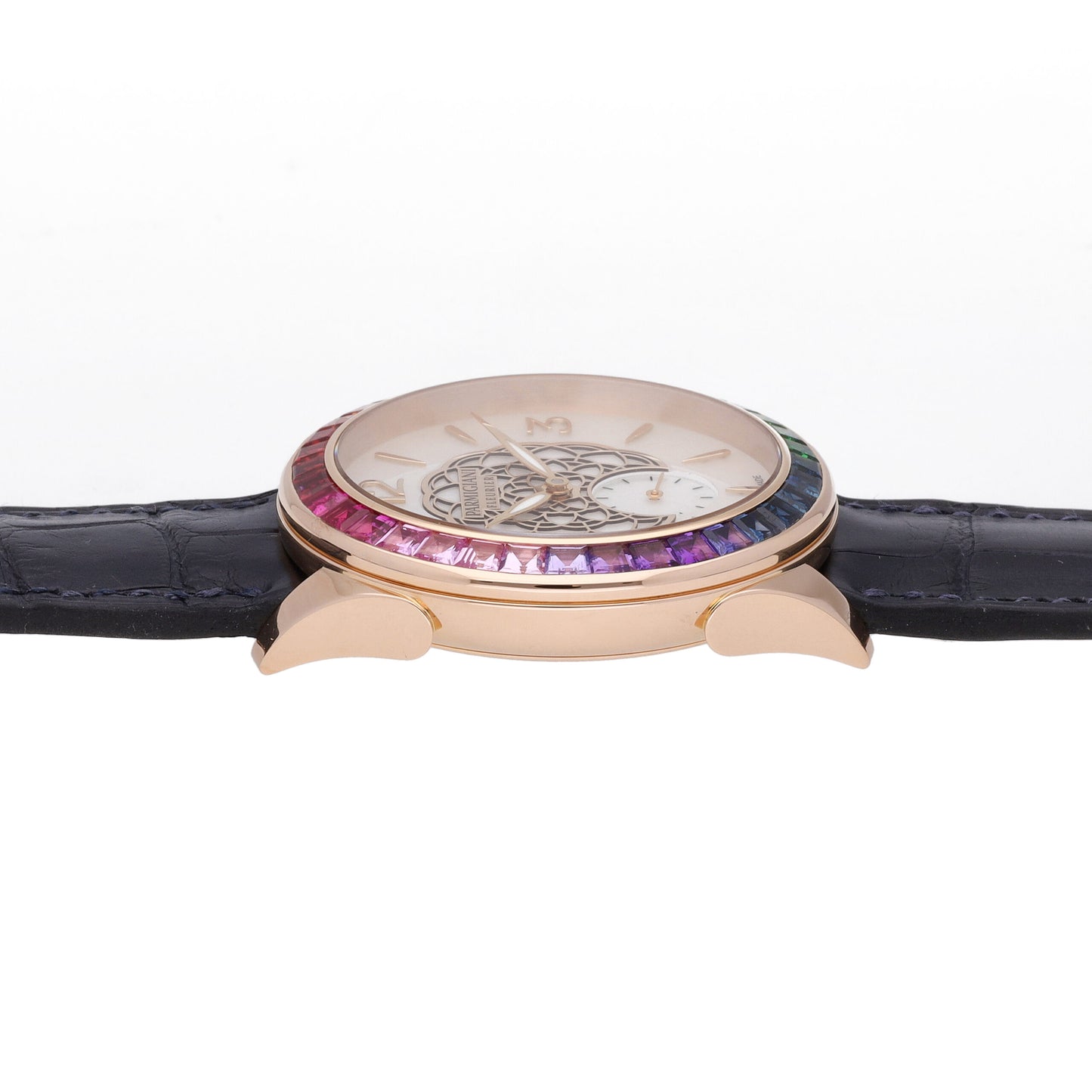 Parmigiani Tonda Metropolitaine 18k Rose Gold Rainbow Bezel Watch PFC801-1510021