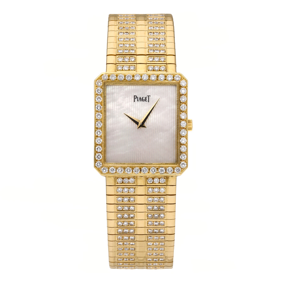 Piaget Protocole 18k Yellow Gold MOP Dial 25mm Quartz Ladies Watch 8154