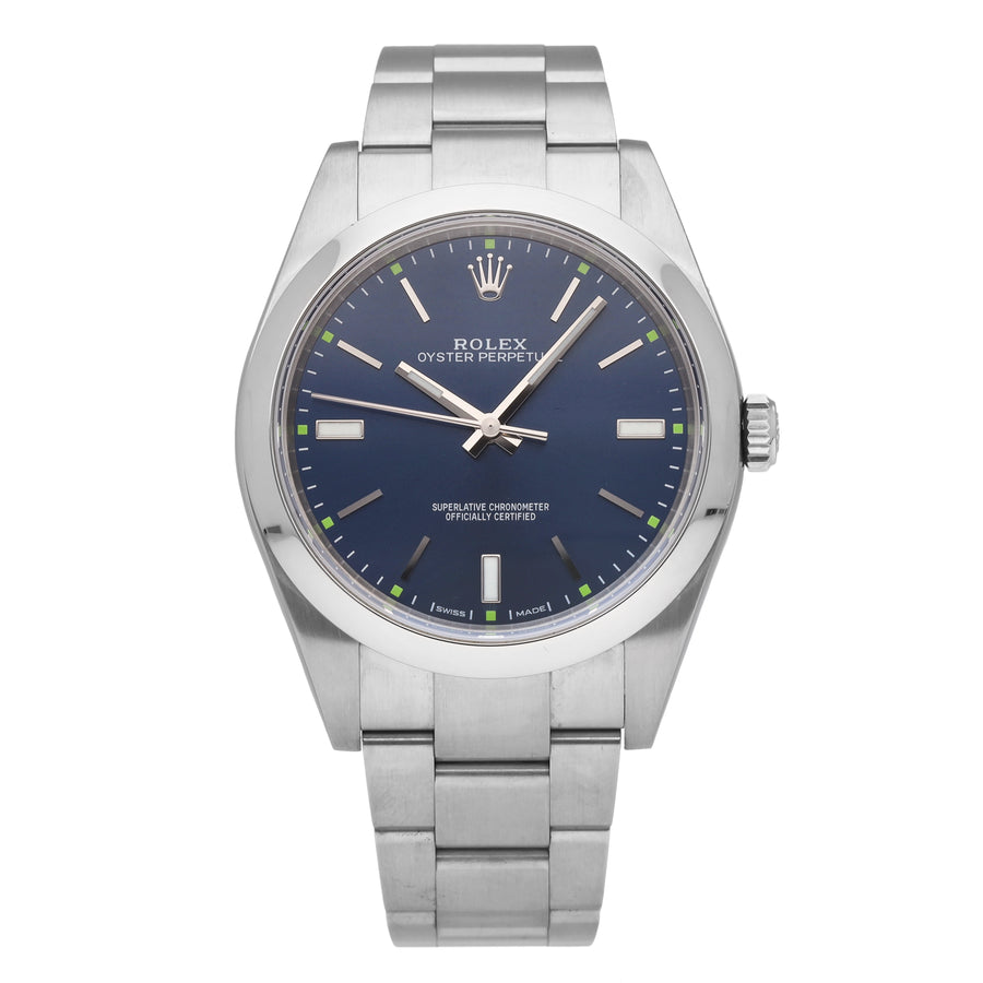 Rolex Oyster Perpetual Blue Dial 39mm Automatic Men's Watch 114300