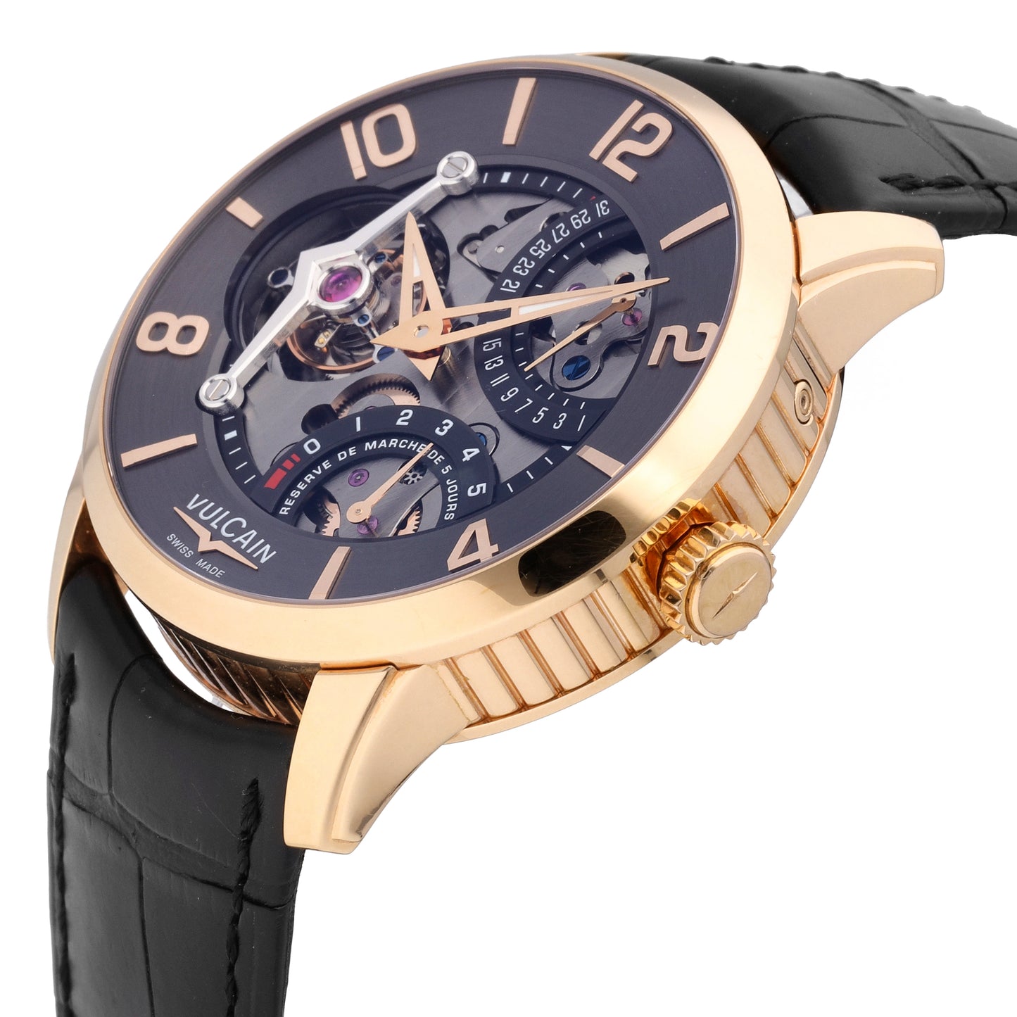 Vulcain Tourbillon LE 18k Rose Gold 42mm Manual-Wind Men Watch 620565Q18.BGK101