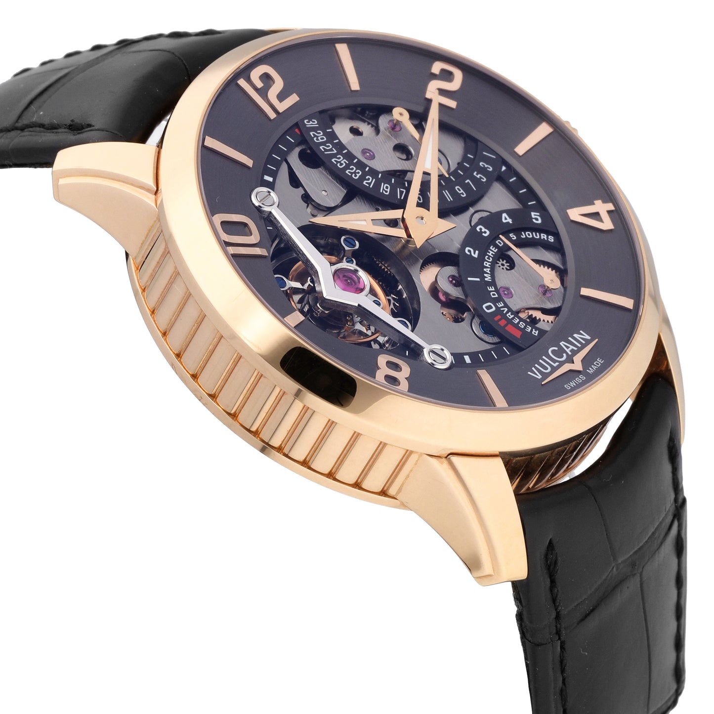 Vulcain Tourbillon LE 18k Rose Gold 42mm Manual-Wind Men Watch 620565Q18.BGK101