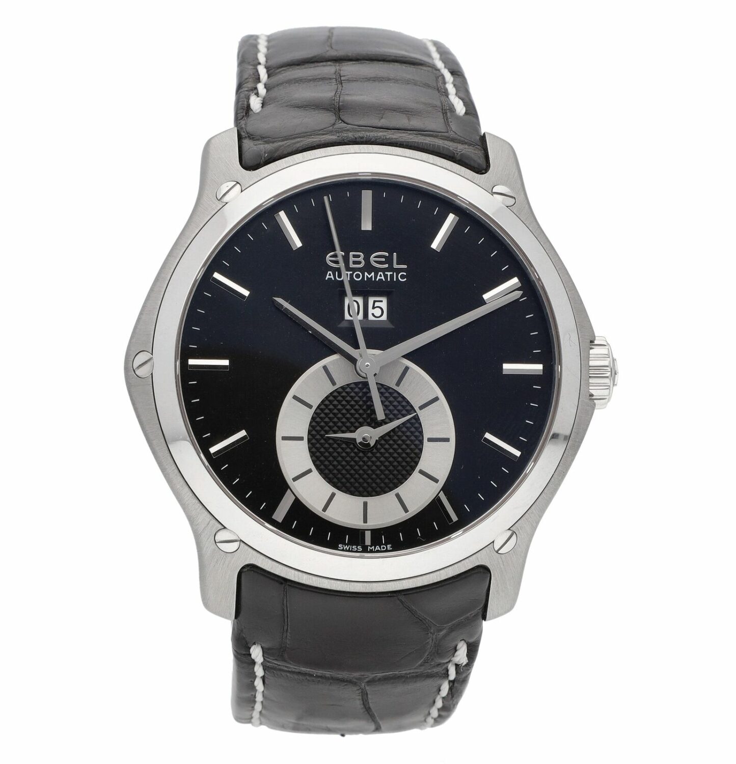 Ebel Classic Hexagon Dual Timezone Black Dial 45mm Automatic Men's