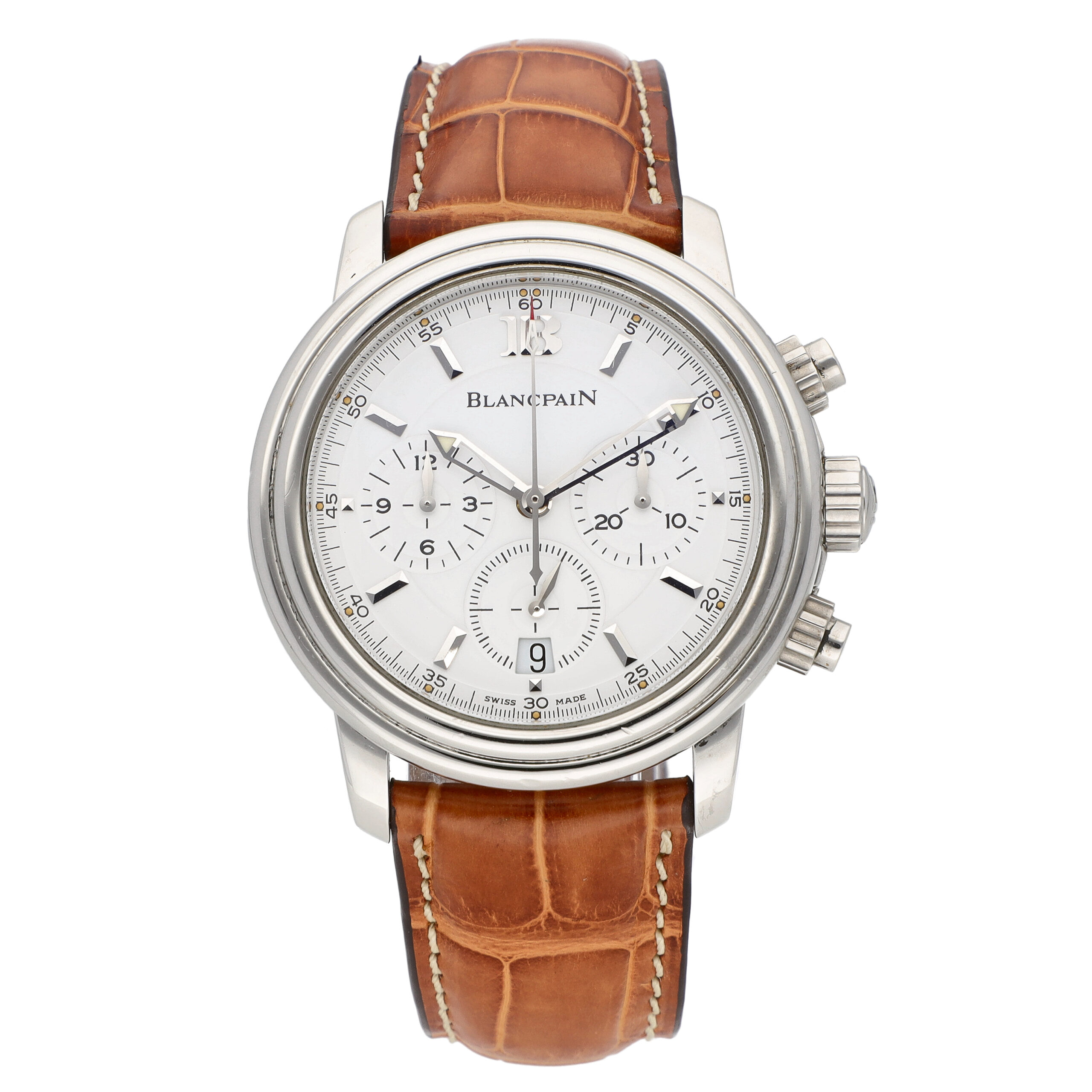 Blancpain Leman Chronograph White Dial 38mm Automatic Men's Watch 2185 ...