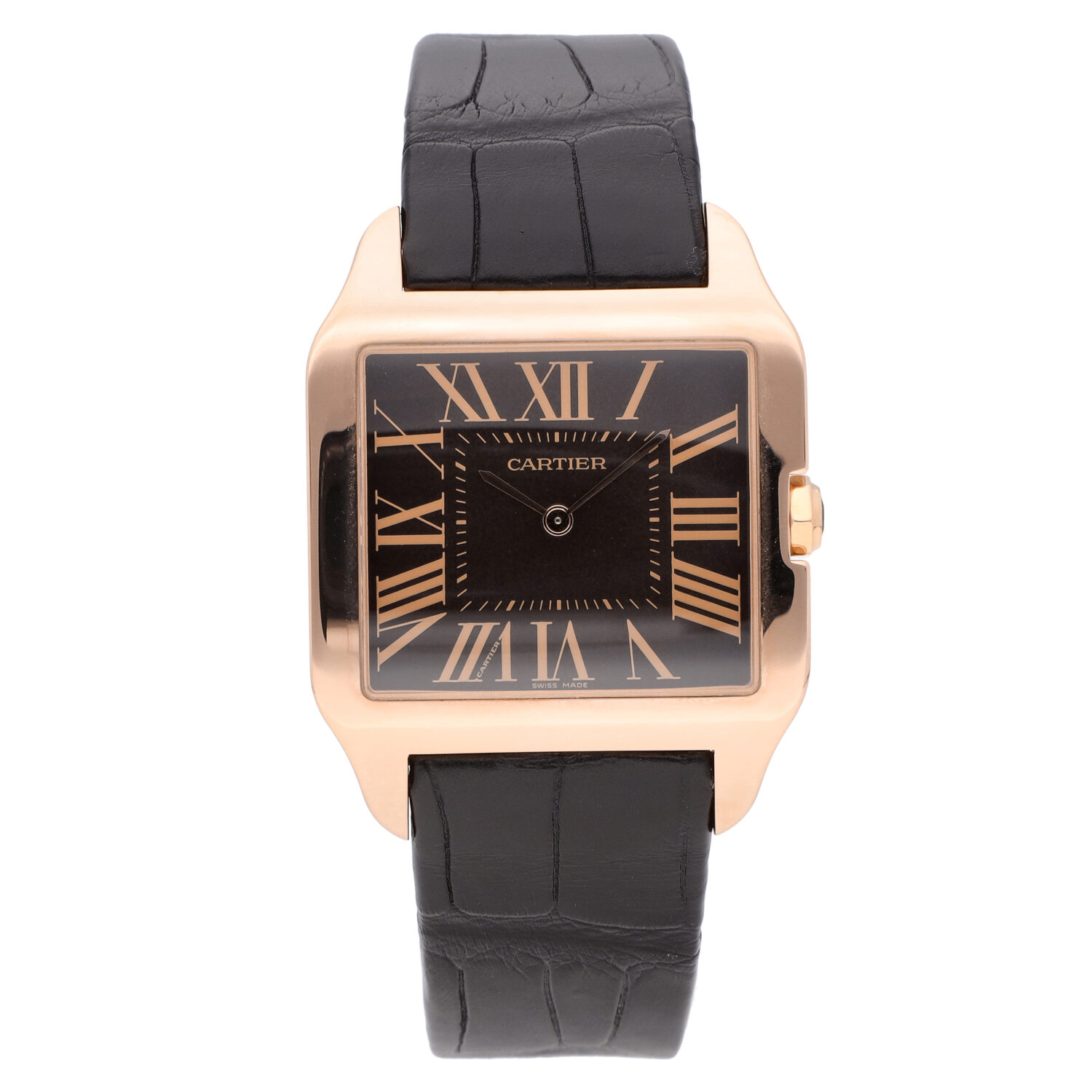Cartier Santos Dumont 18k Rose Gold Brown Dial Manual-Wind