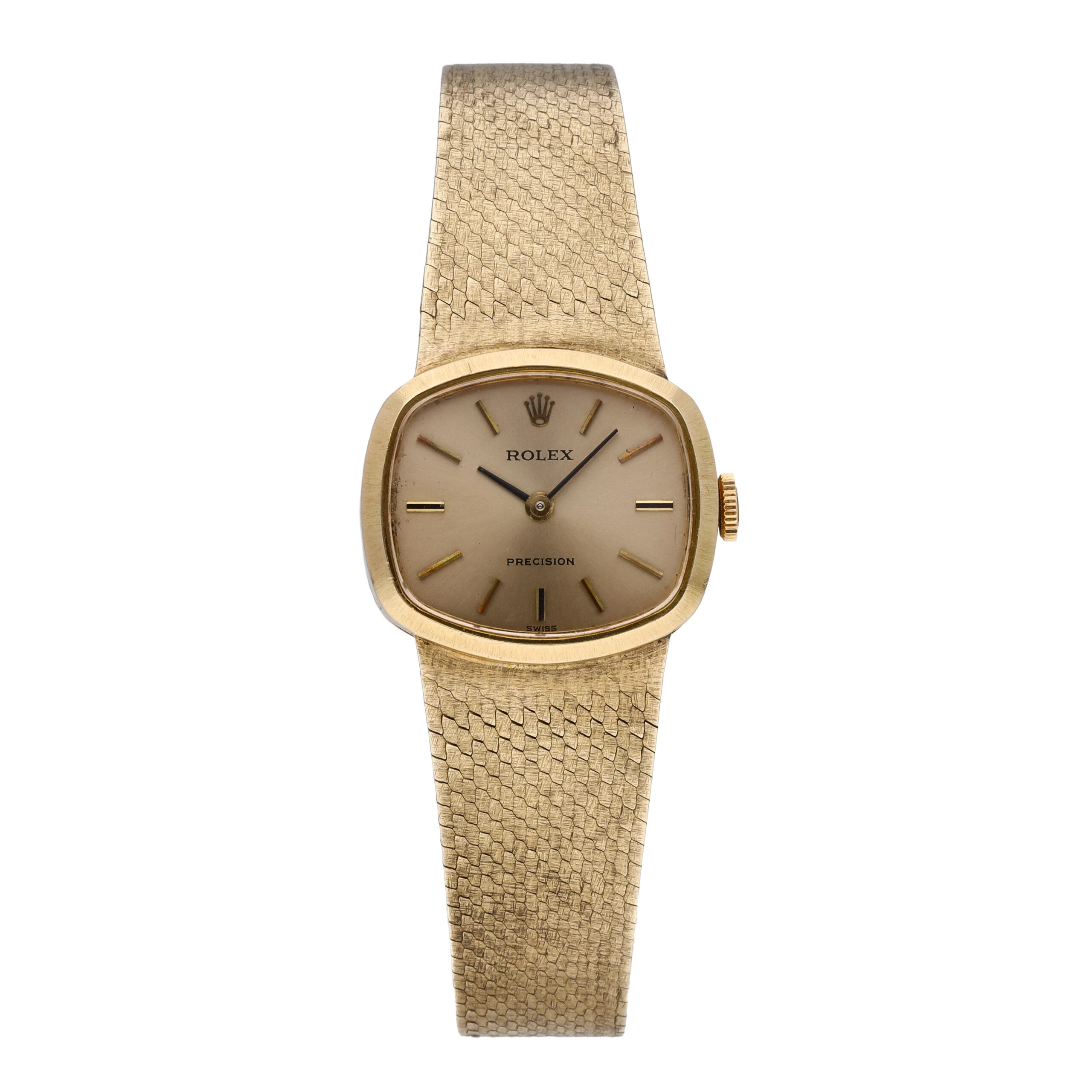 Rolex Vintage Cushion 18k Yellow Gold Champagne Dial Manual-Wind