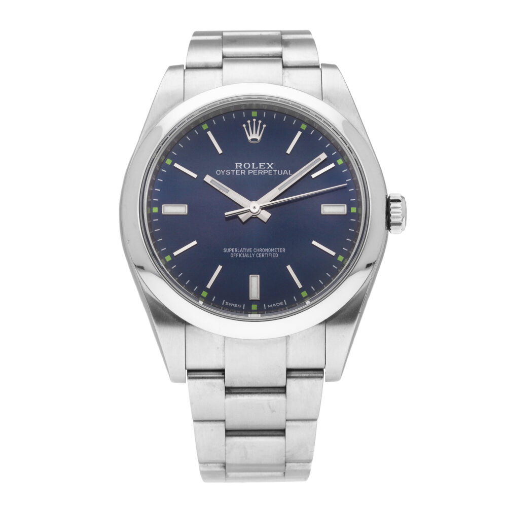 Rolex Oyster Perpetual Blue Dial 39mm Automatic Men's Watch 114300