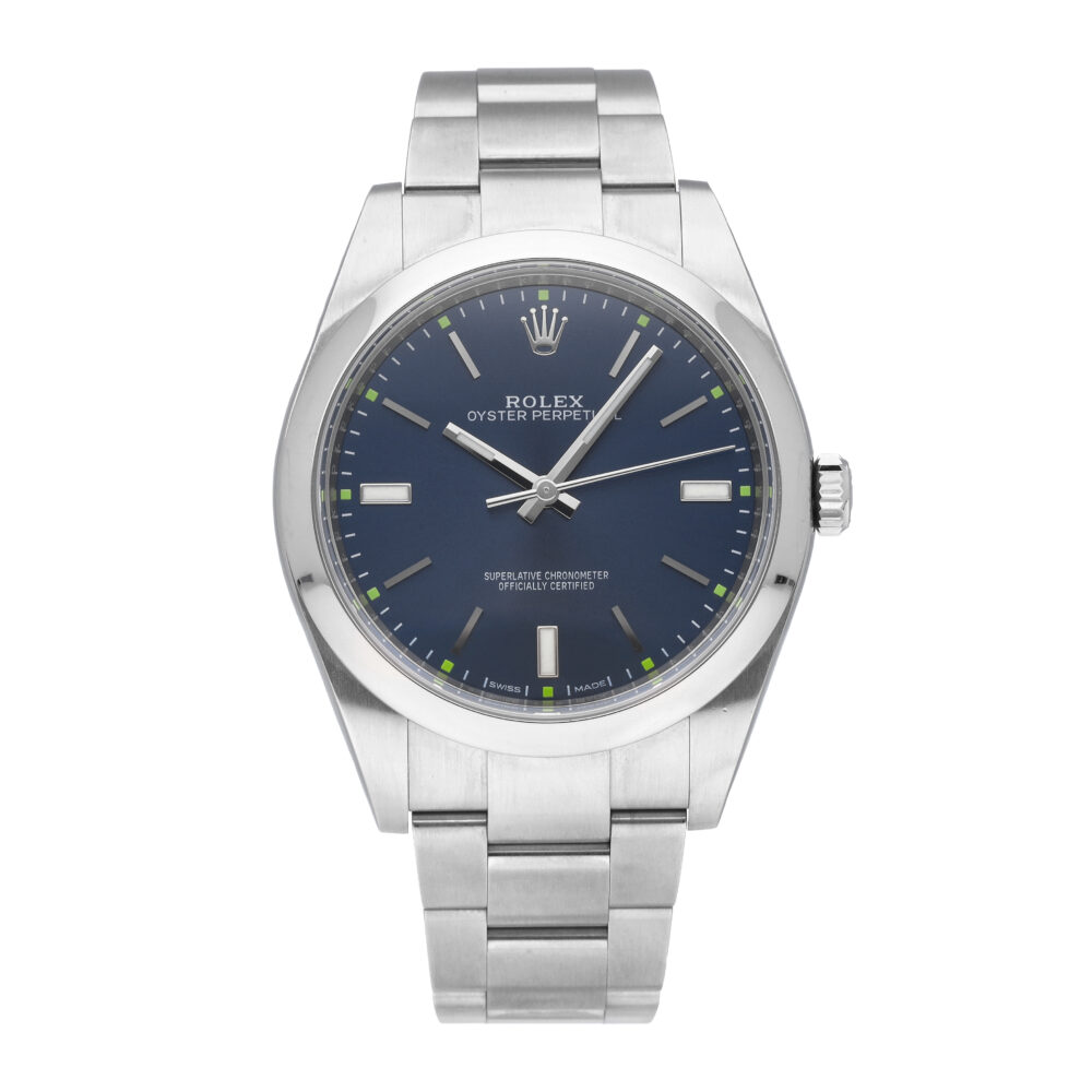Rolex Oyster Perpetual Blue Dial 39mm Automatic Men's Watch 114300