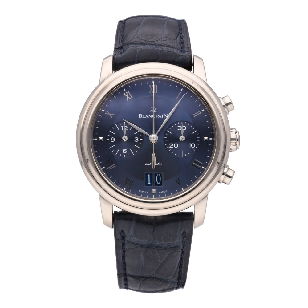 Blancpain Villeret Chronograph 18k White Gold 38mm Auto Mens Watch 6885-1540-55B